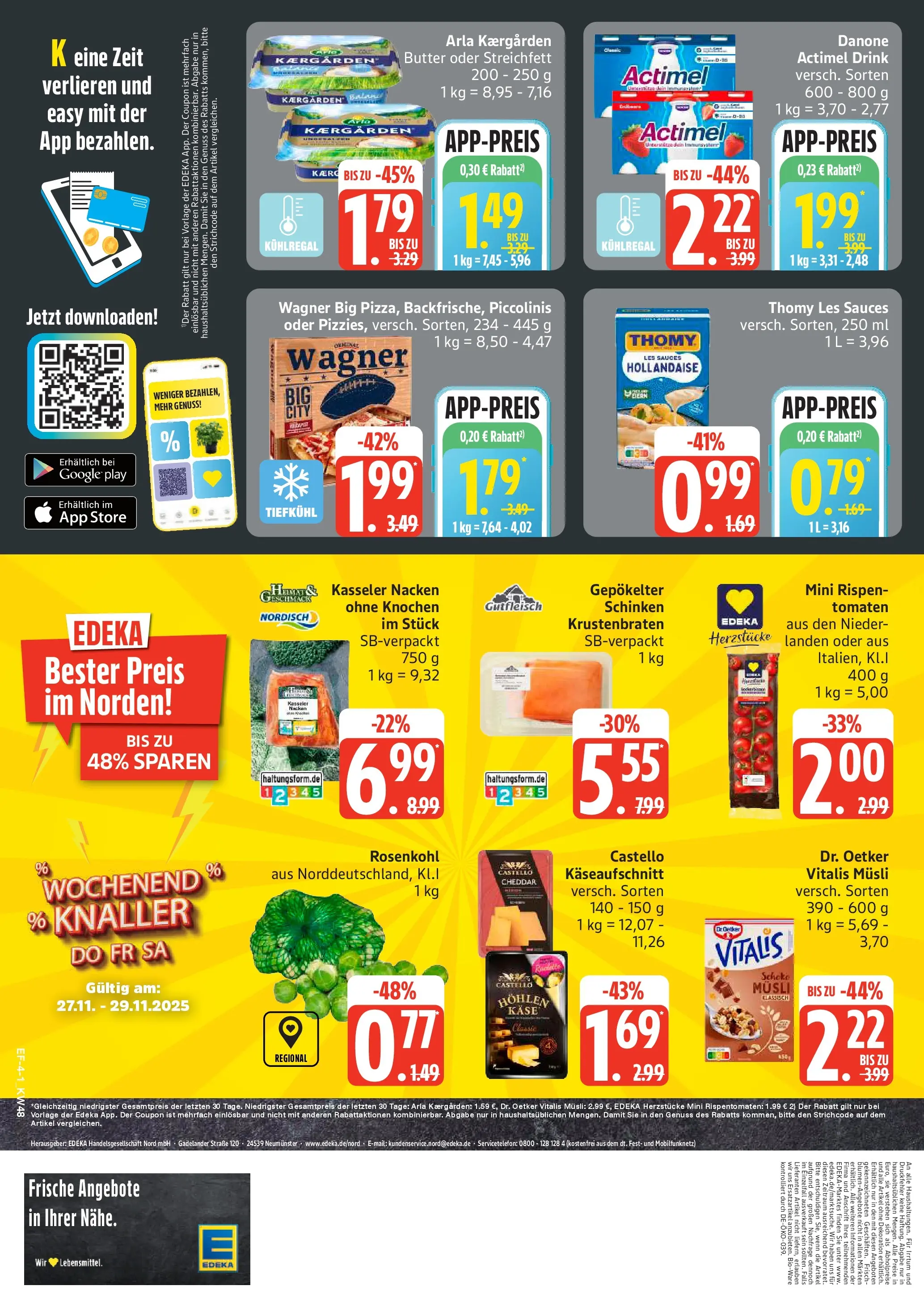 Edeka prospekt Luhnstedt	 (ab 23.11.2025) » Angebote Online | Seite: 4 | Produkte: Actimel, Tomaten, Krustenbraten, Kasseler nacken