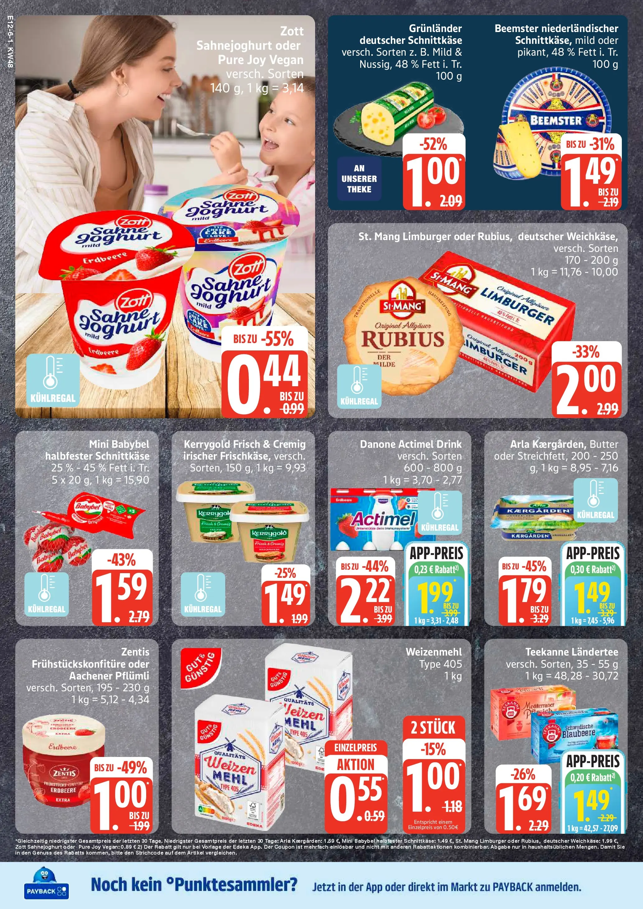 Edeka prospekt Sterup	 (ab 23.11.2025) » Angebote Online | Seite: 6 | Produkte: Actimel, Butter, Teekanne, Frischkase
