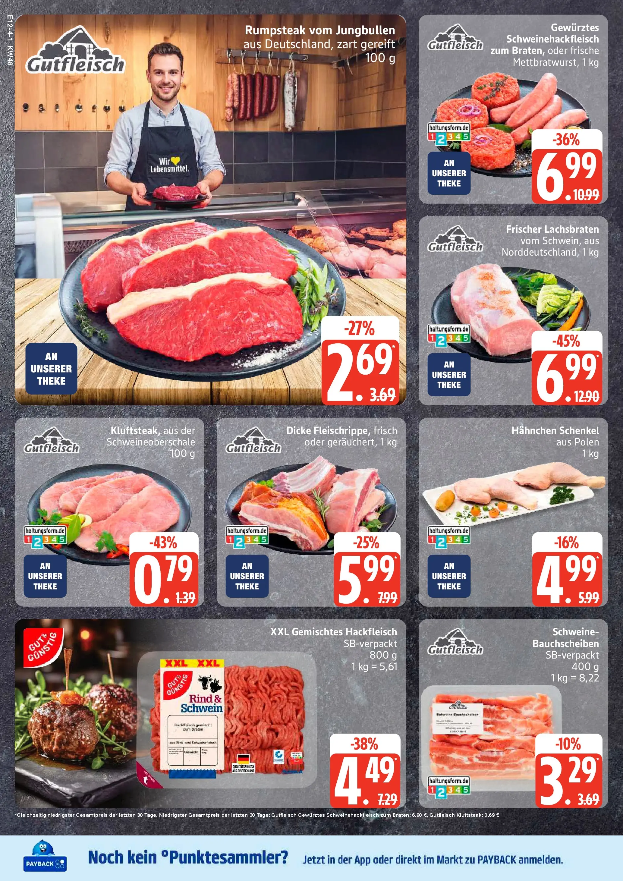Edeka prospekt Hamburg	 (ab 23.11.2025) » Angebote Online | Seite: 4 | Produkte: Gewicht, Hahnchen, Steak, Hackfleisch