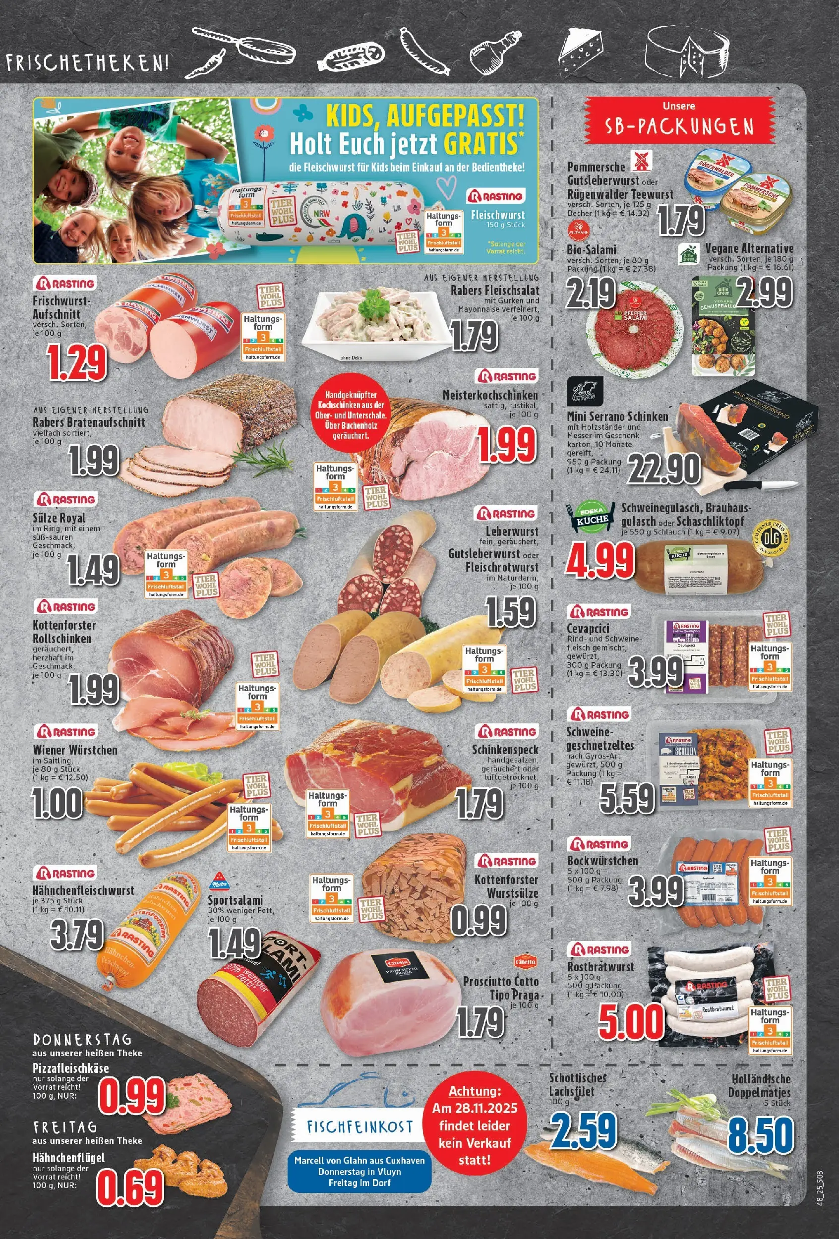 Edeka prospekt Neukirchen-Vluyn	 (ab 23.11.2025) » Angebote Online | Seite: 3 | Produkte: Theke, Küche, Gulasch, Serrano schinken