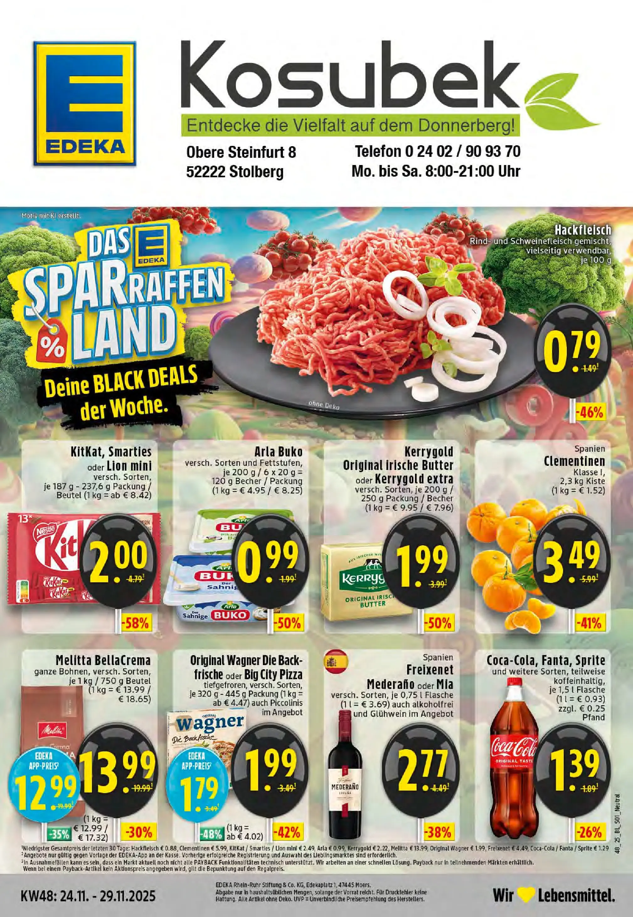 Edeka prospekt Stolberg	 (ab 23.11.2025) » Angebote Online | Seite: 1 | Produkte: Melitta, Butter, Freixenet mederano, Hackfleisch
