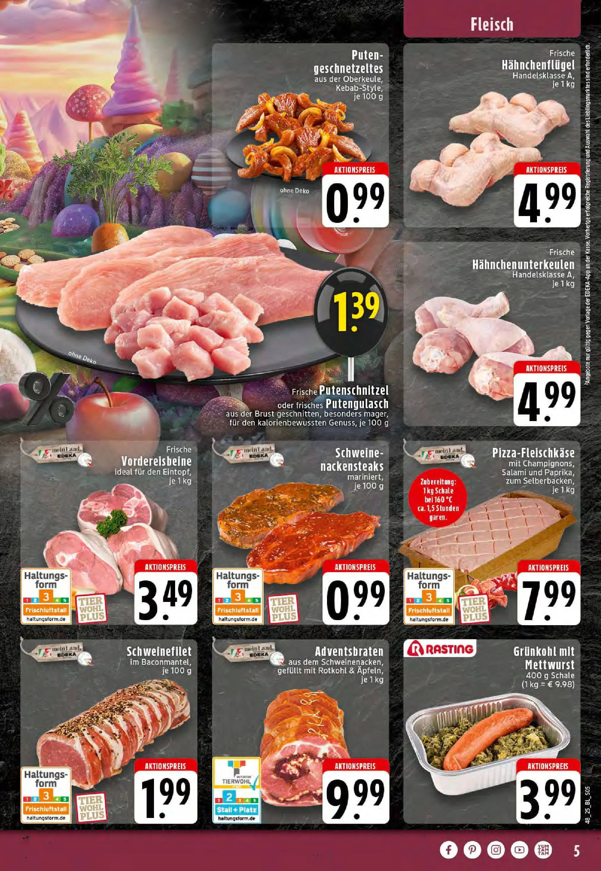 Edeka prospekt Stolberg	 (ab 23.11.2025) » Angebote Online | Seite: 5 | Produkte: Rotkohl, Schweinefilet, Putenschnitzel, Fleisch