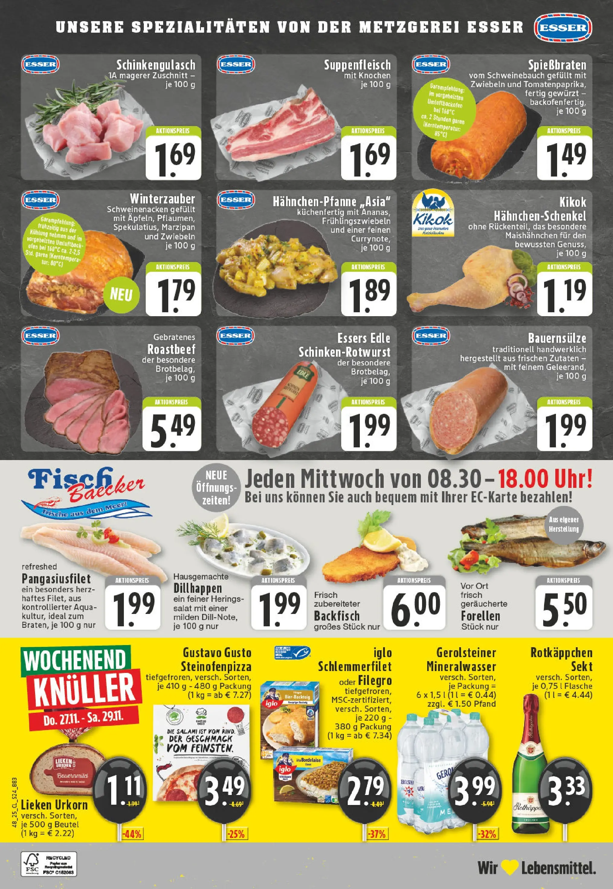 Edeka prospekt Erkelenz	 (ab 23.11.2025) » Angebote Online | Seite: 24 | Produkte: Schweinebauch, Zwiebeln, Rotkäppchen, Iglo schlemmerfilet