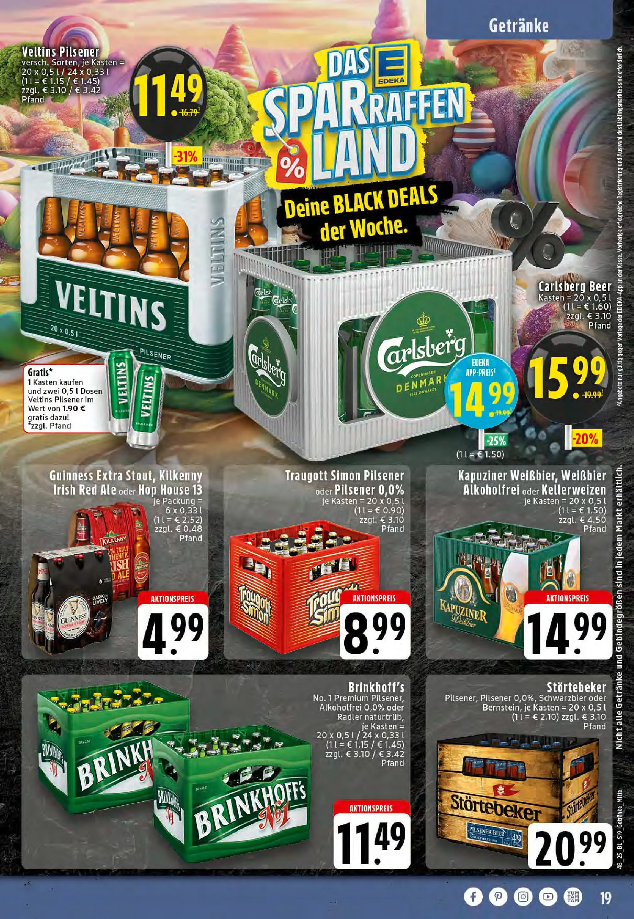 Edeka prospekt Stolberg	 (ab 23.11.2025) » Angebote Online | Seite: 19 | Produkte: Carlsberg, Weißbier, Radler, Veltins