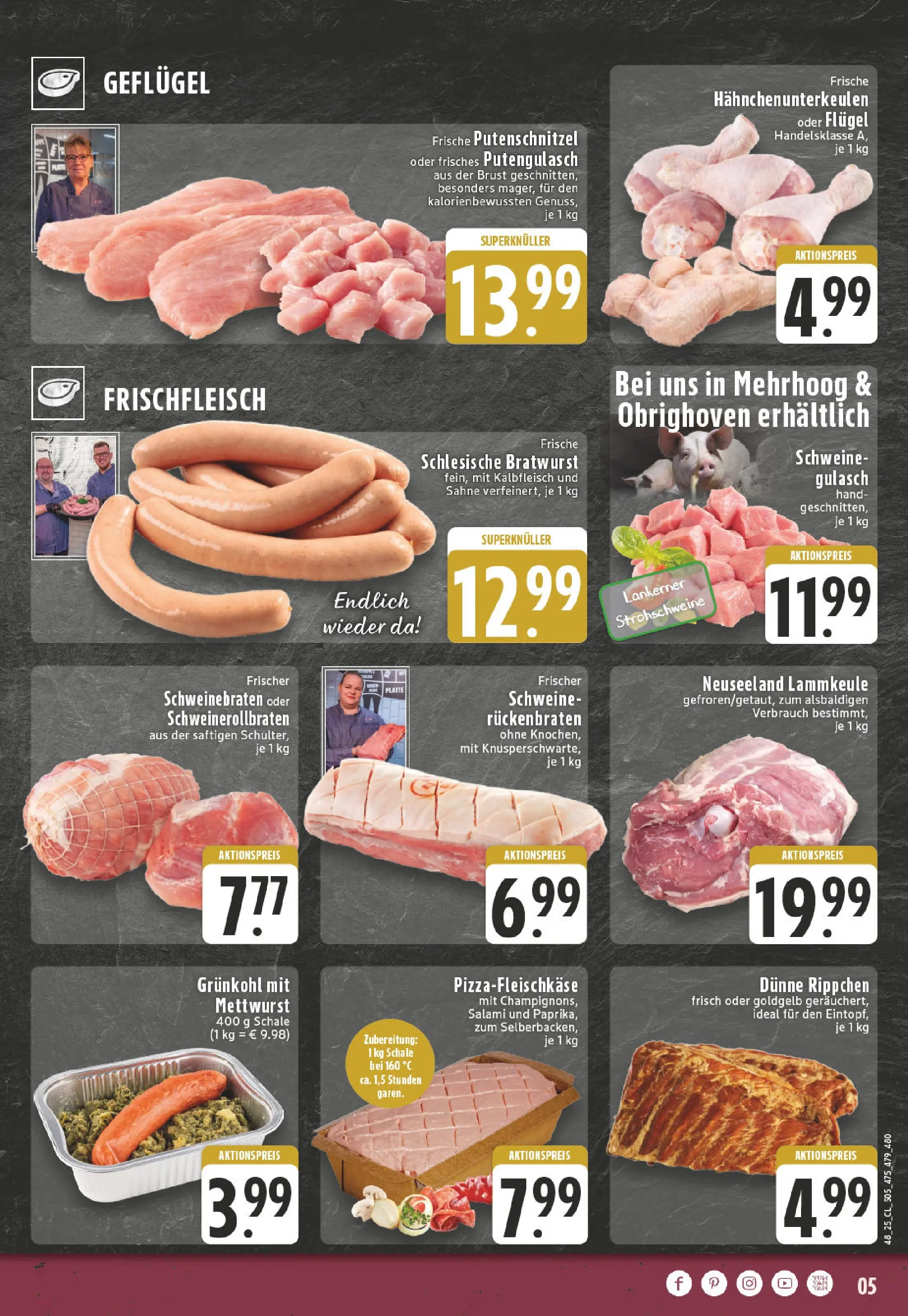 Edeka prospekt Hamminkeln -Mehrhoog	 (ab 23.11.2025) » Angebote Online | Seite: 5 | Produkte: Lammkeule, Putenschnitzel, Salami, Sahne