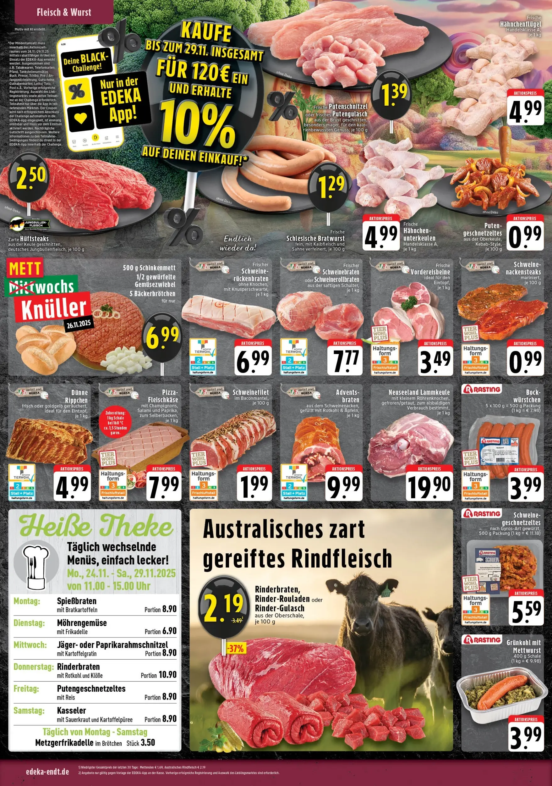 Edeka prospekt Mönchengladbach-Bettrath	 (ab 23.11.2025) » Angebote Online | Seite: 2 | Produkte: Bratwurst, Schweinefilet, Rindfleisch, Uhr