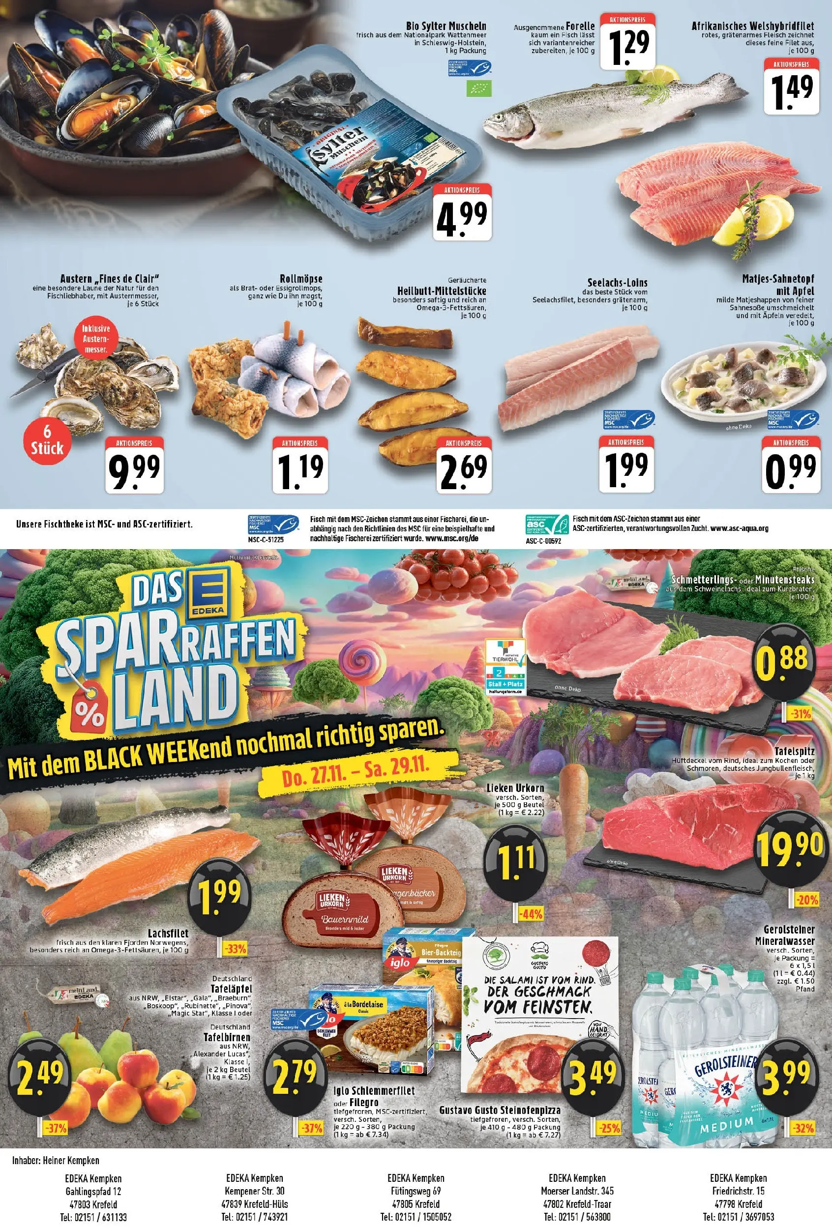 Edeka prospekt Krefeld - Hüls	 (ab 23.11.2025) » Angebote Online | Seite: 8 | Produkte: Iglo, Fisch, Salami, Gerolsteiner