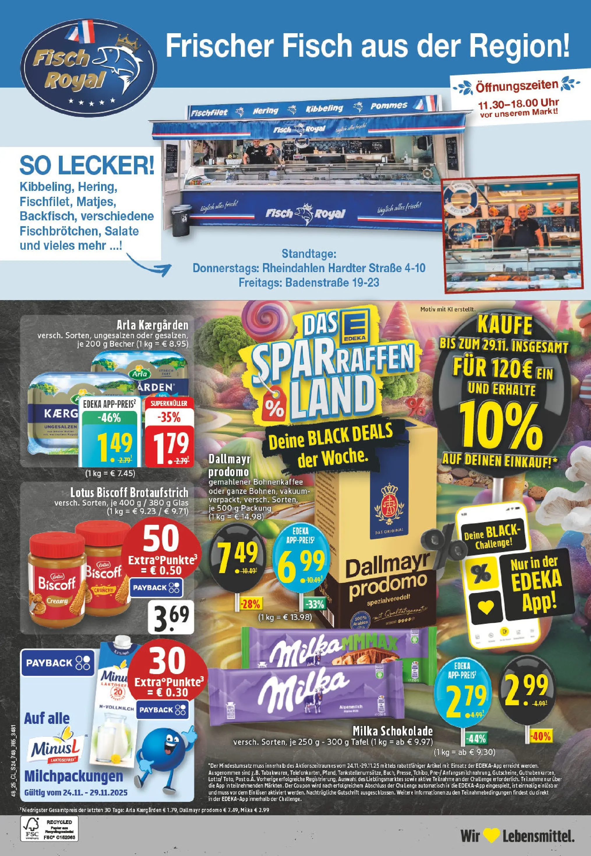 Edeka prospekt Mönchengladbach	 (ab 23.11.2025) » Angebote Online | Seite: 24 | Produkte: Schokolade, Milka schokolade, Milka, Fisch