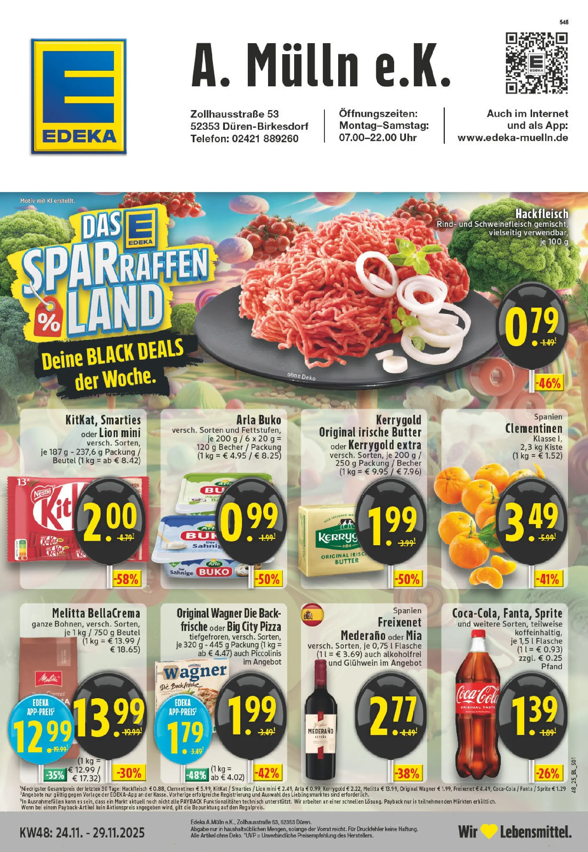 Edeka prospekt Düren-Birkesdorf	 (ab 23.11.2025) » Angebote Online | Seite: 1 | Produkte: Melitta, Fanta, Uhr, Hackfleisch