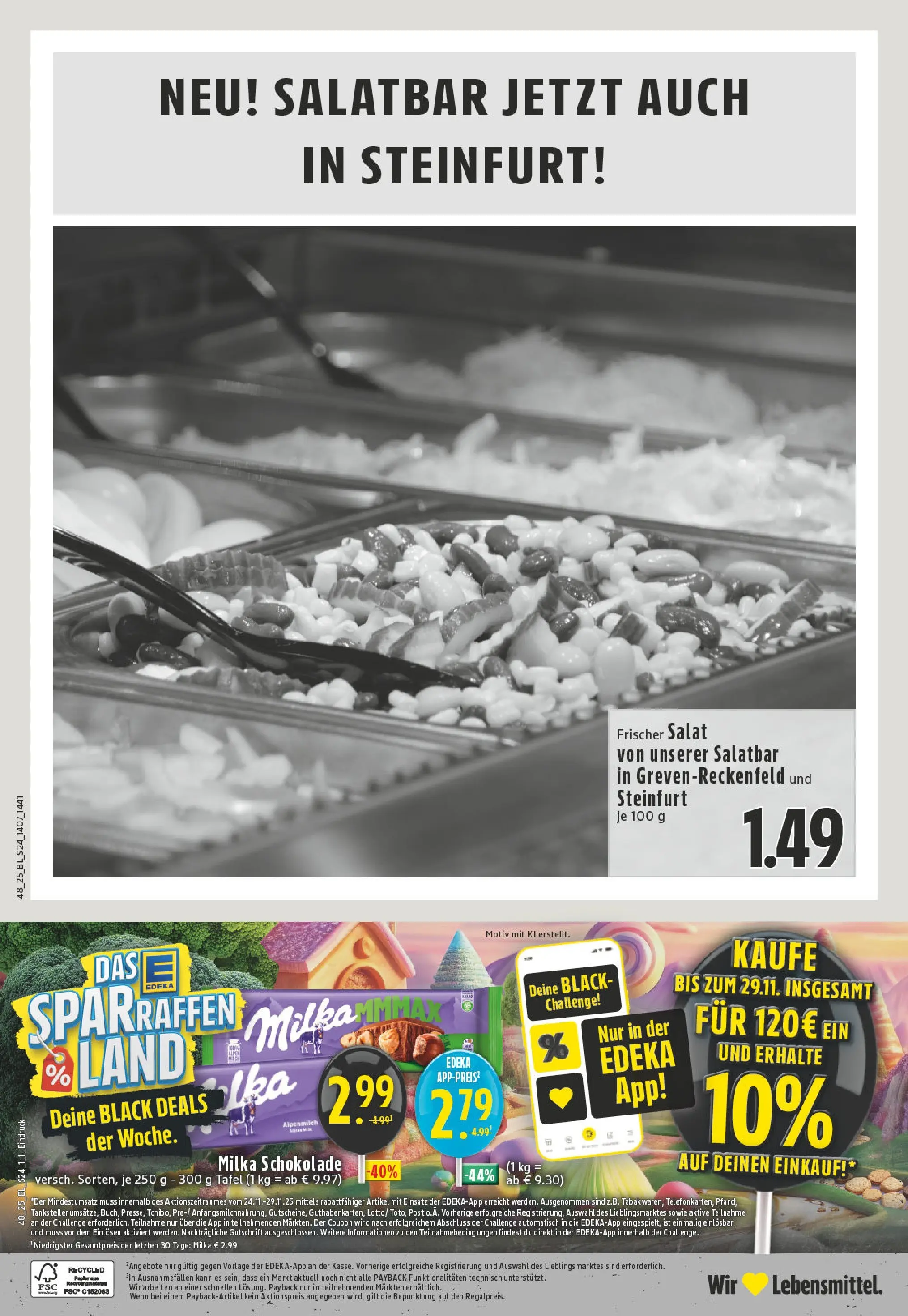 Edeka prospekt Greven	 (ab 23.11.2025) » Angebote Online | Seite: 24 | Produkte: Schokolade, Milka schokolade, Milka, Salat