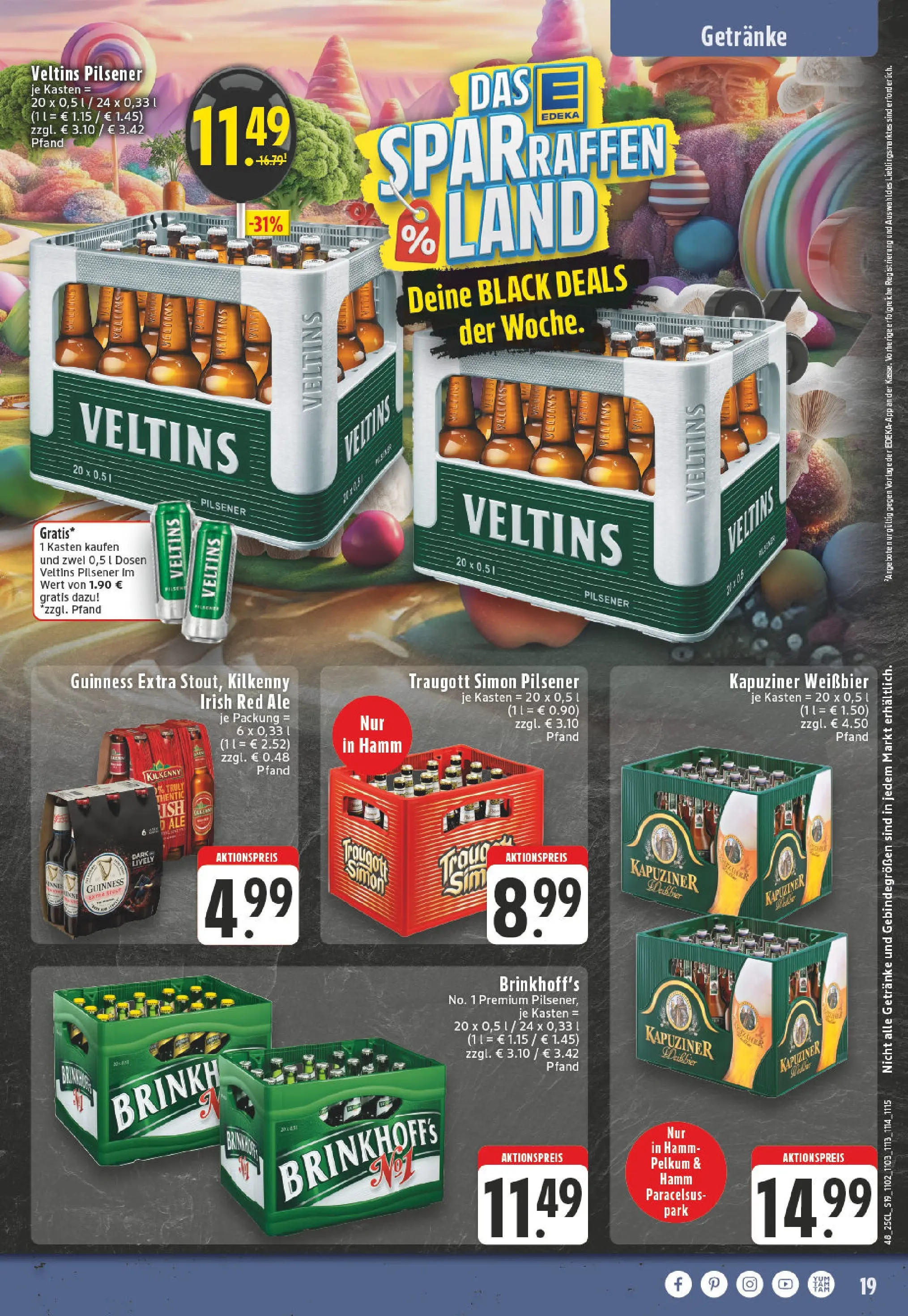 Edeka prospekt Hamm-Pelkum	 (ab 23.11.2025) » Angebote Online | Seite: 19 | Produkte: Weißbier, Veltins