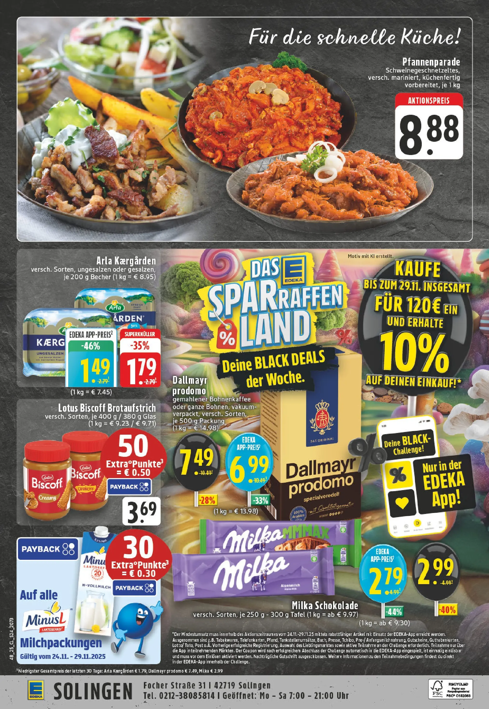 Edeka prospekt Solingen	 (ab 23.11.2025) » Angebote Online | Seite: 24 | Produkte: Milka schokolade, Dallmayr, Dallmayr prodomo, Uhr