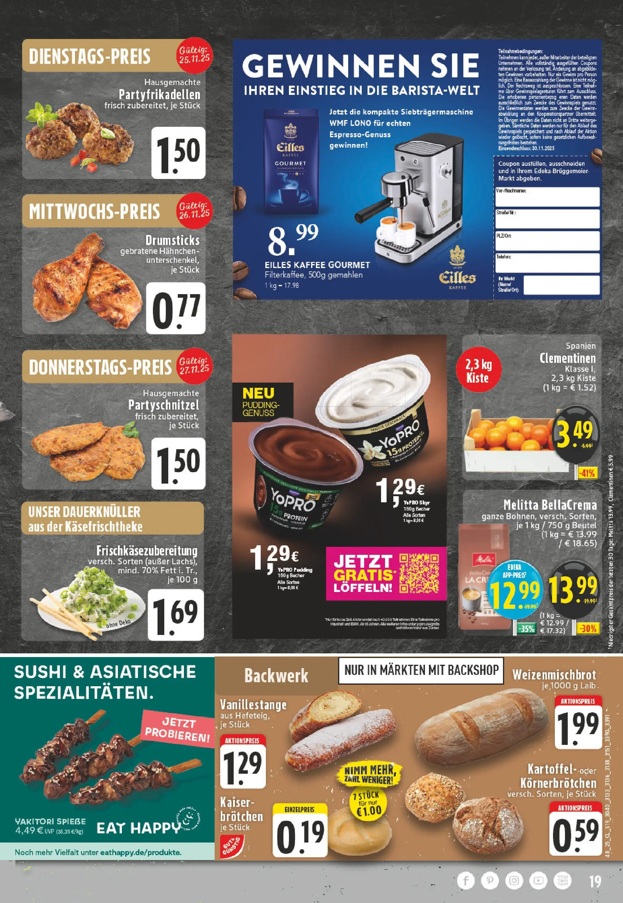 Edeka prospekt Wachtendonk	 (ab 23.11.2025) » Angebote Online | Seite: 19 | Produkte: Melitta, Hahnchen, Kaffee, Eilles kaffee