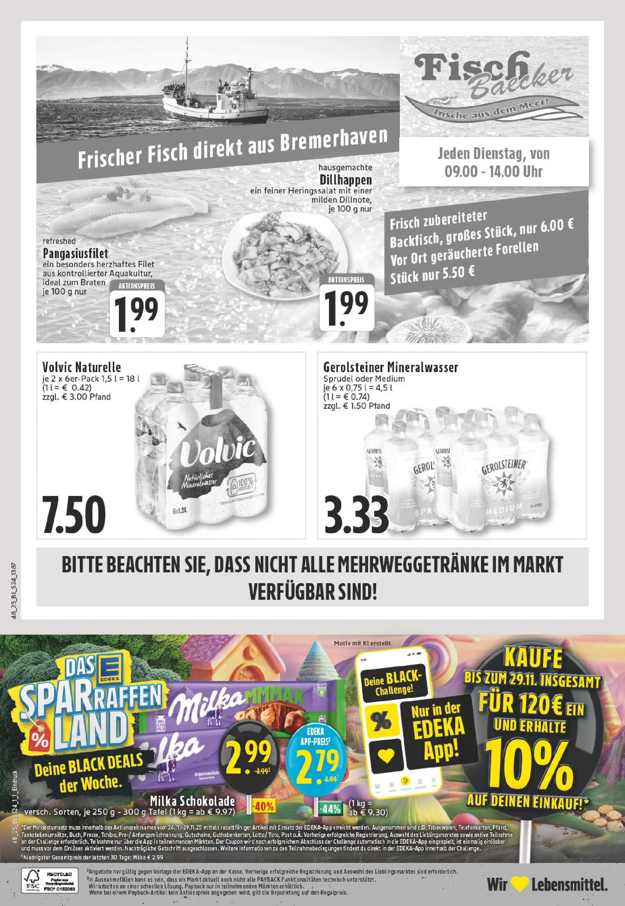 Edeka prospekt Herne	 (ab 23.11.2025) » Angebote Online | Seite: 24 | Produkte: Schokolade, Milka schokolade, Mineralwasser, Uhr