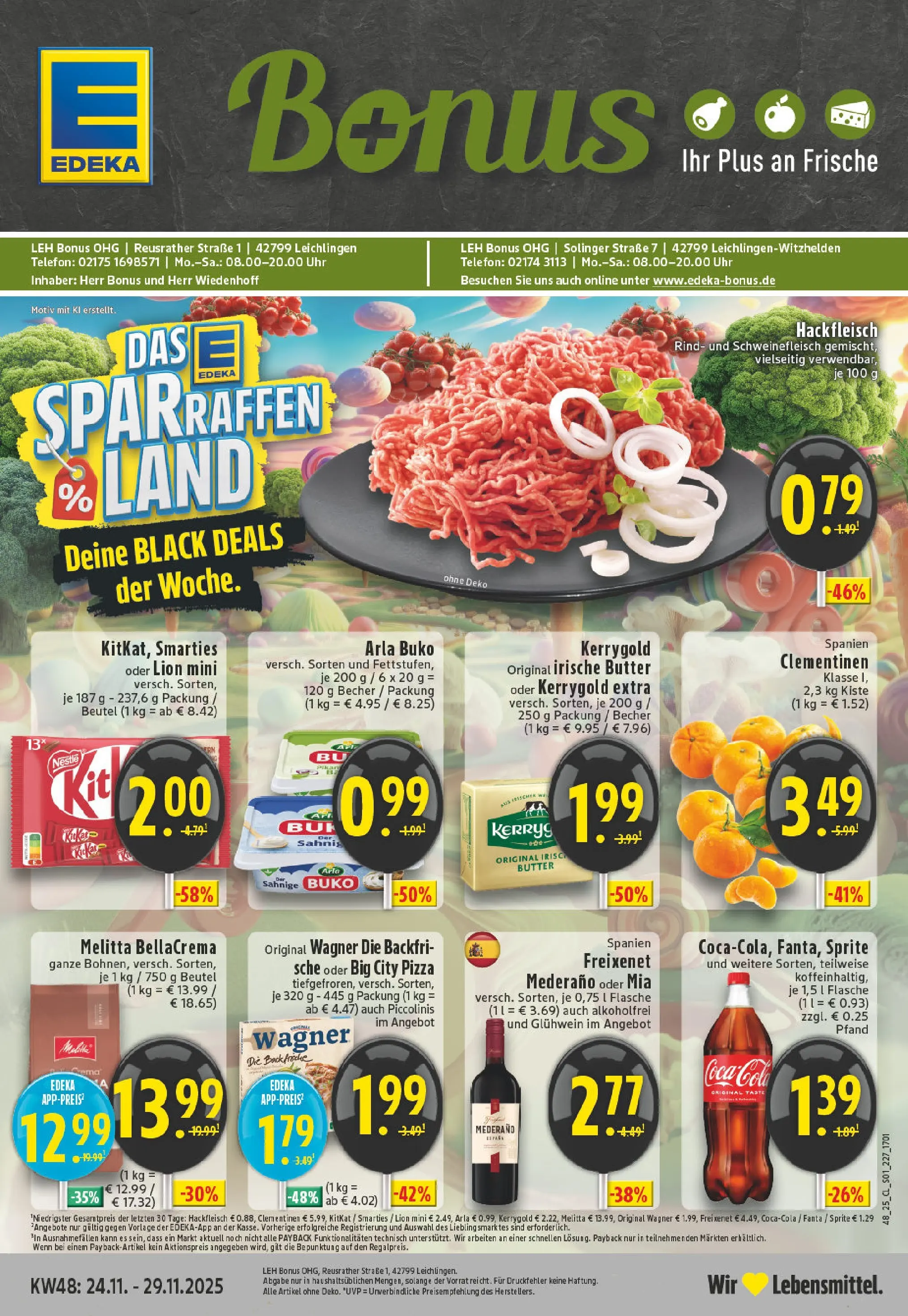 Edeka prospekt Leichlingen-Witzhelden	 (ab 23.11.2025) » Angebote Online | Seite: 1 | Produkte: Freixenet mederano, Arla buko, Schweinefleisch, Hackfleisch