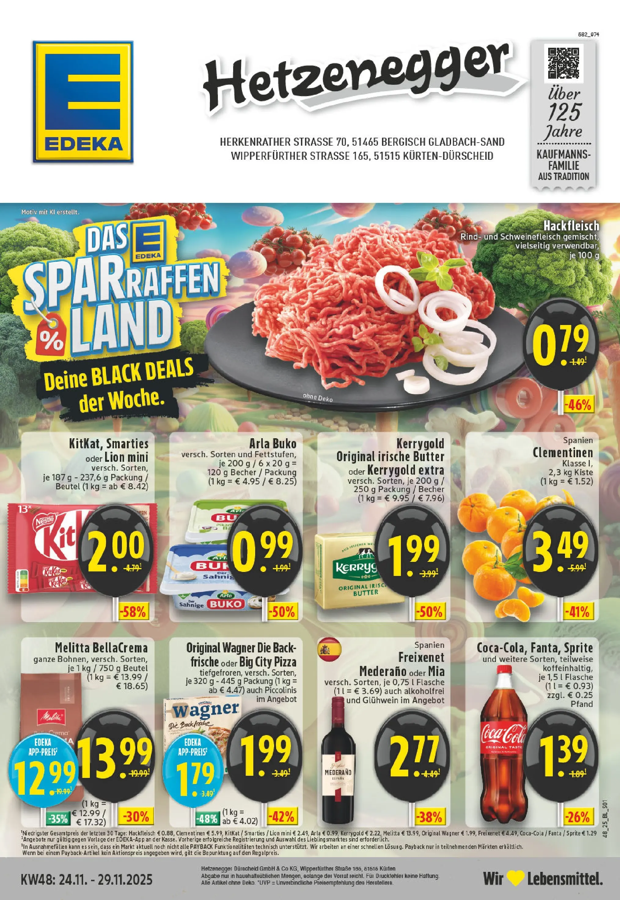 Edeka prospekt Bergisch Gladbach - Sand	 (ab 23.11.2025) » Angebote Online | Seite: 1 | Produkte: Fanta, Smarties, Piccolinis, Schweinefleisch