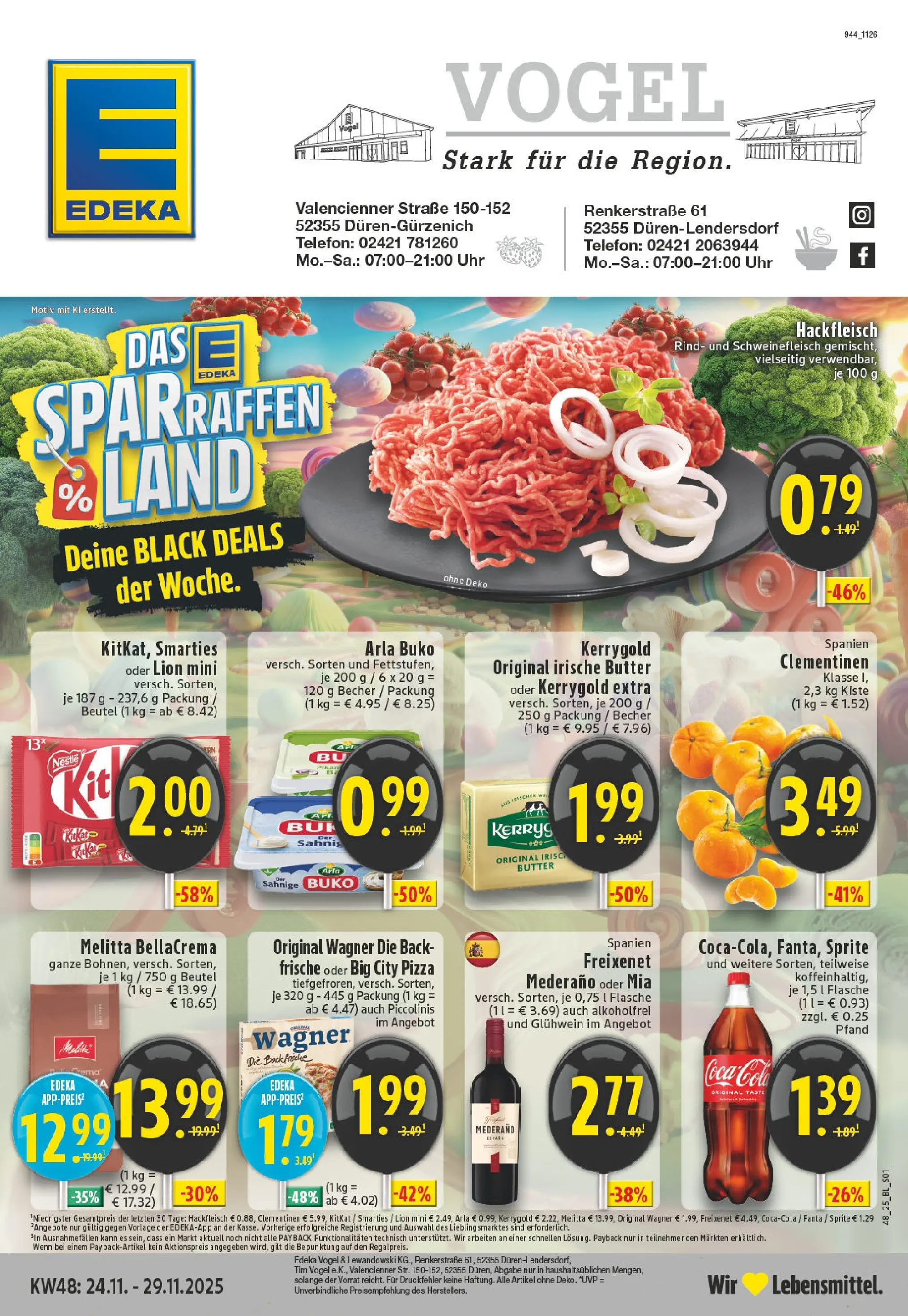 Edeka prospekt Düren	 (ab 23.11.2025) » Angebote Online | Seite: 1 | Produkte: Arla buko, Piccolinis, Pizza, Uhr
