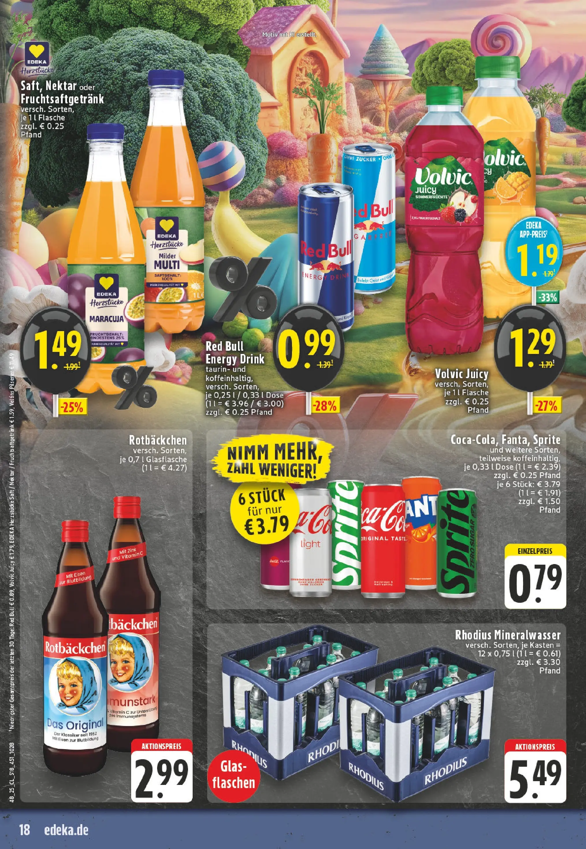 Edeka prospekt Montabaur	 (ab 23.11.2025) » Angebote Online | Seite: 18 | Produkte: Red bull, Energy, Mineralwasser, Saft