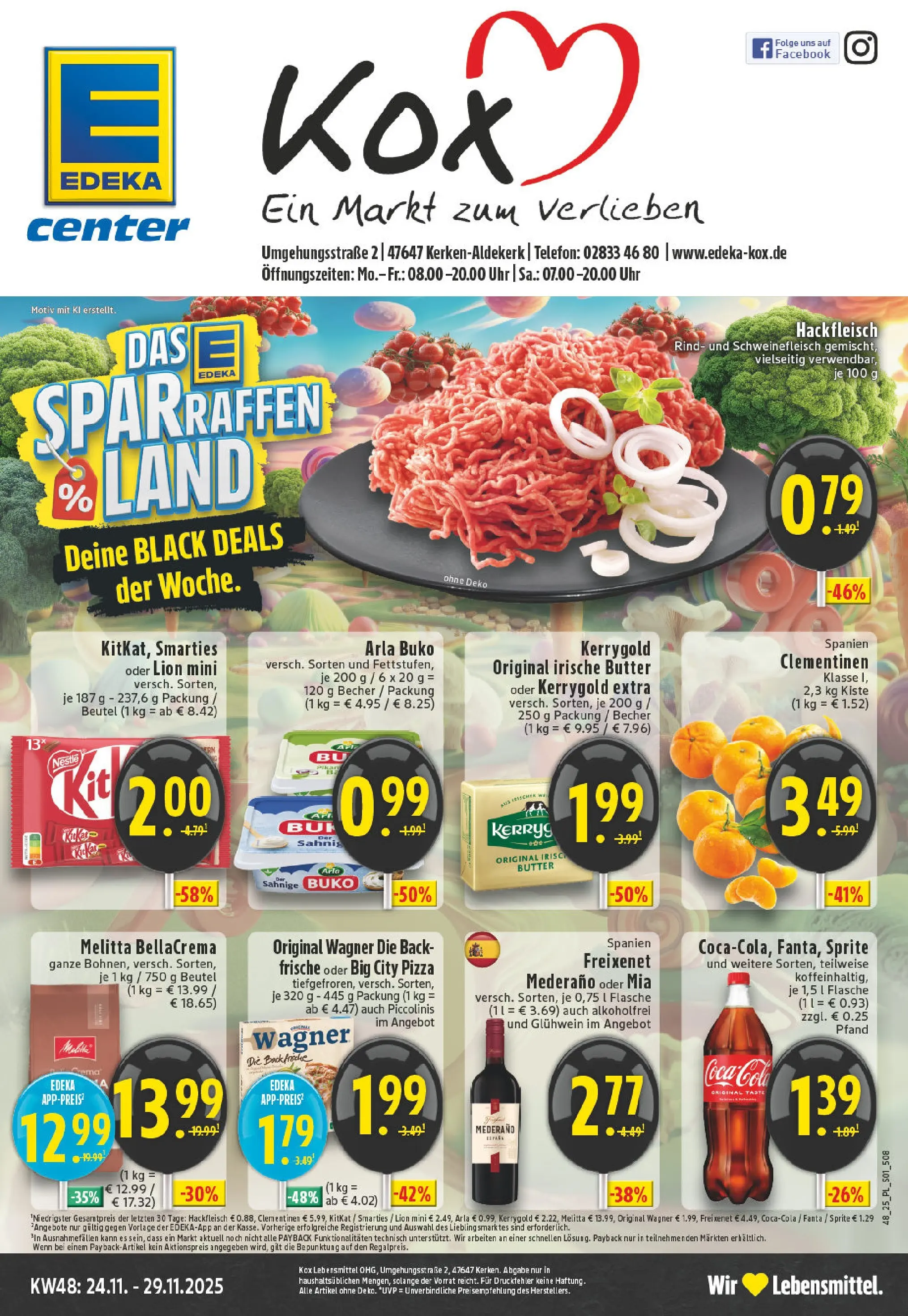 Edeka prospekt Kerken-Aldekerk	 (ab 23.11.2025) » Angebote Online | Seite: 1 | Produkte: Coca cola, Fanta, Sprite, Arla buko