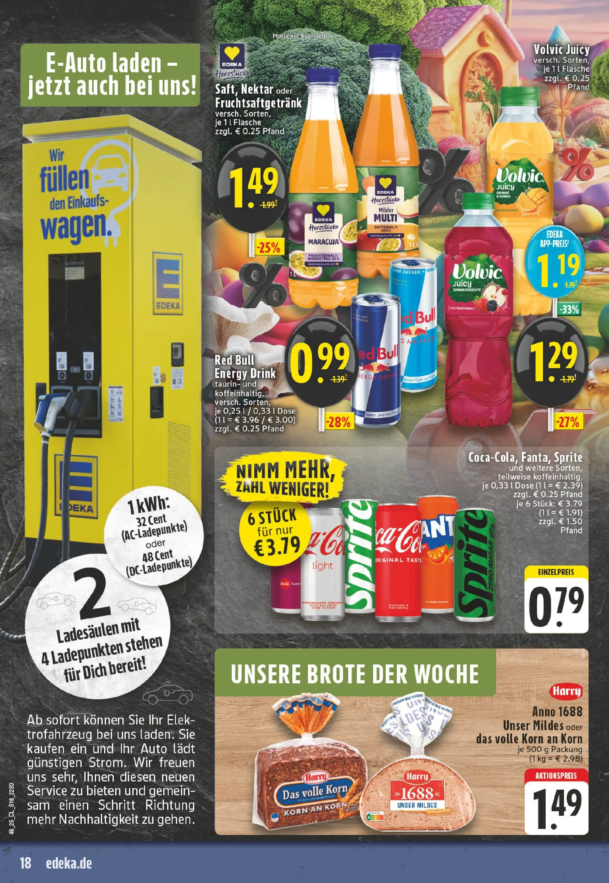 Edeka prospekt Leverkusen	 (ab 23.11.2025) » Angebote Online | Seite: 18 | Produkte: Red bull, Energy, Zucker, Volvic