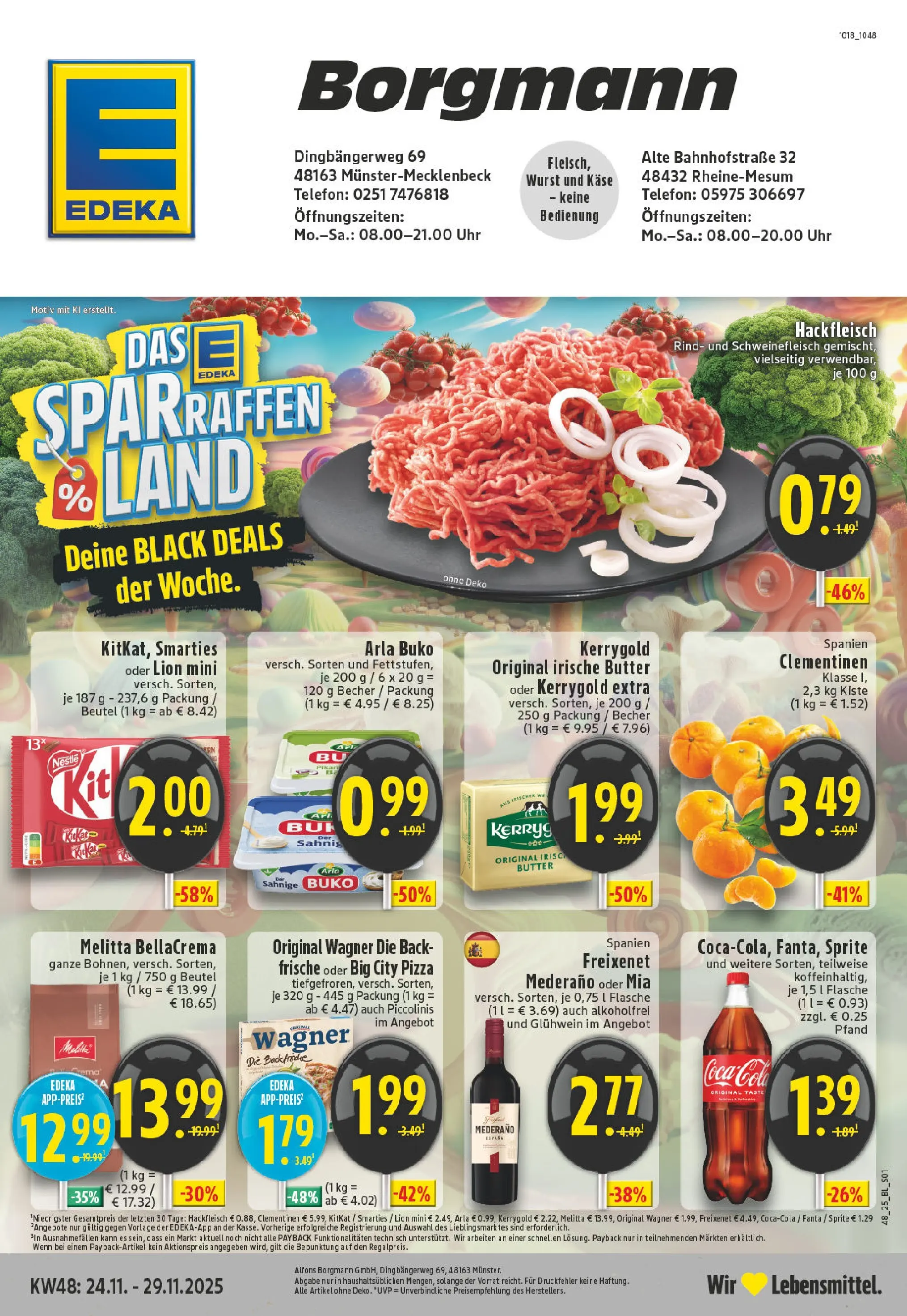 Edeka prospekt Münster	 (ab 23.11.2025) » Angebote Online | Seite: 1 | Produkte: Sprite, Butter, Wurst, Uhr