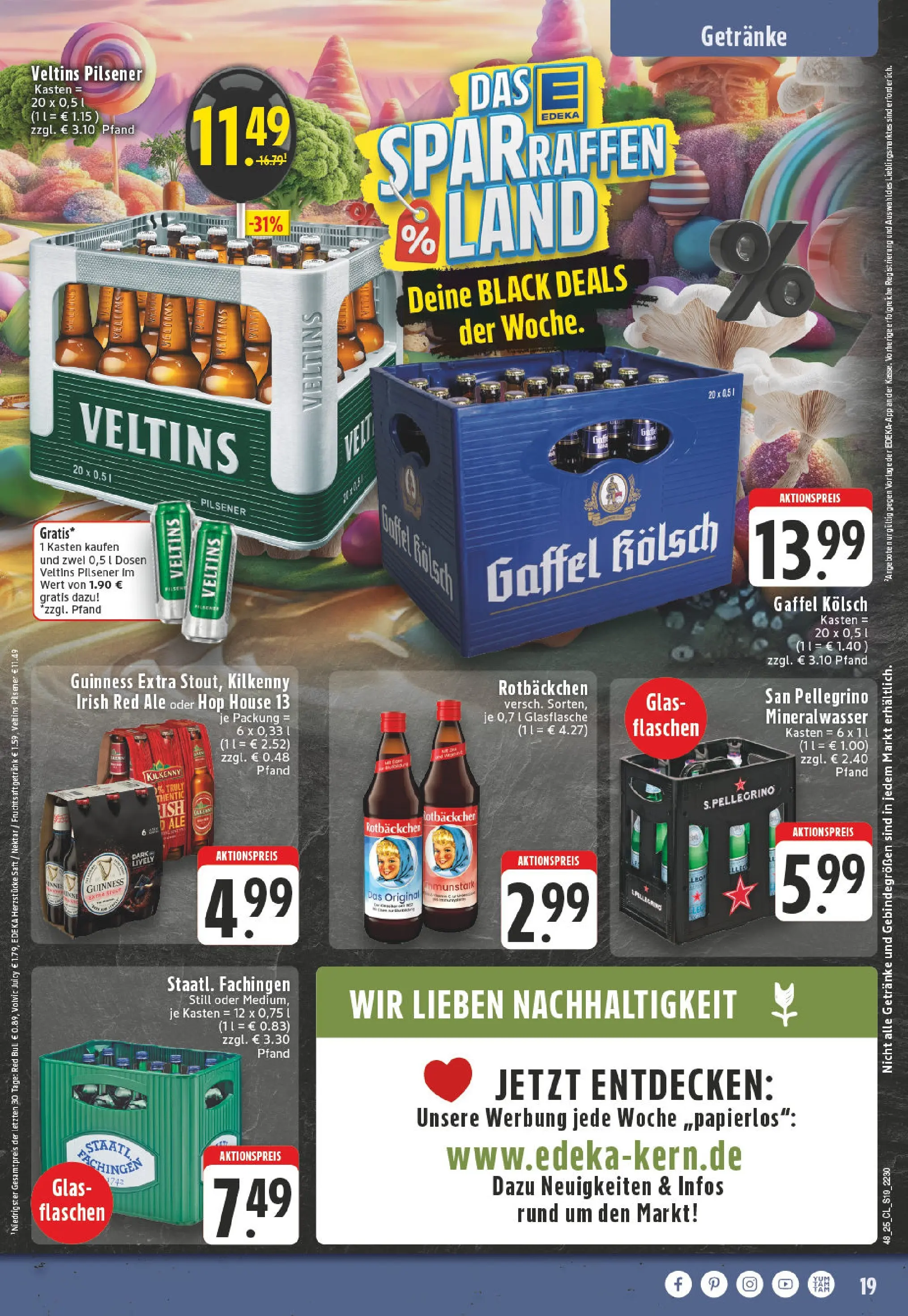 Edeka prospekt Leverkusen	 (ab 23.11.2025) » Angebote Online | Seite: 19 | Produkte: Red bull, Saft, Fruchtsaft, Veltins