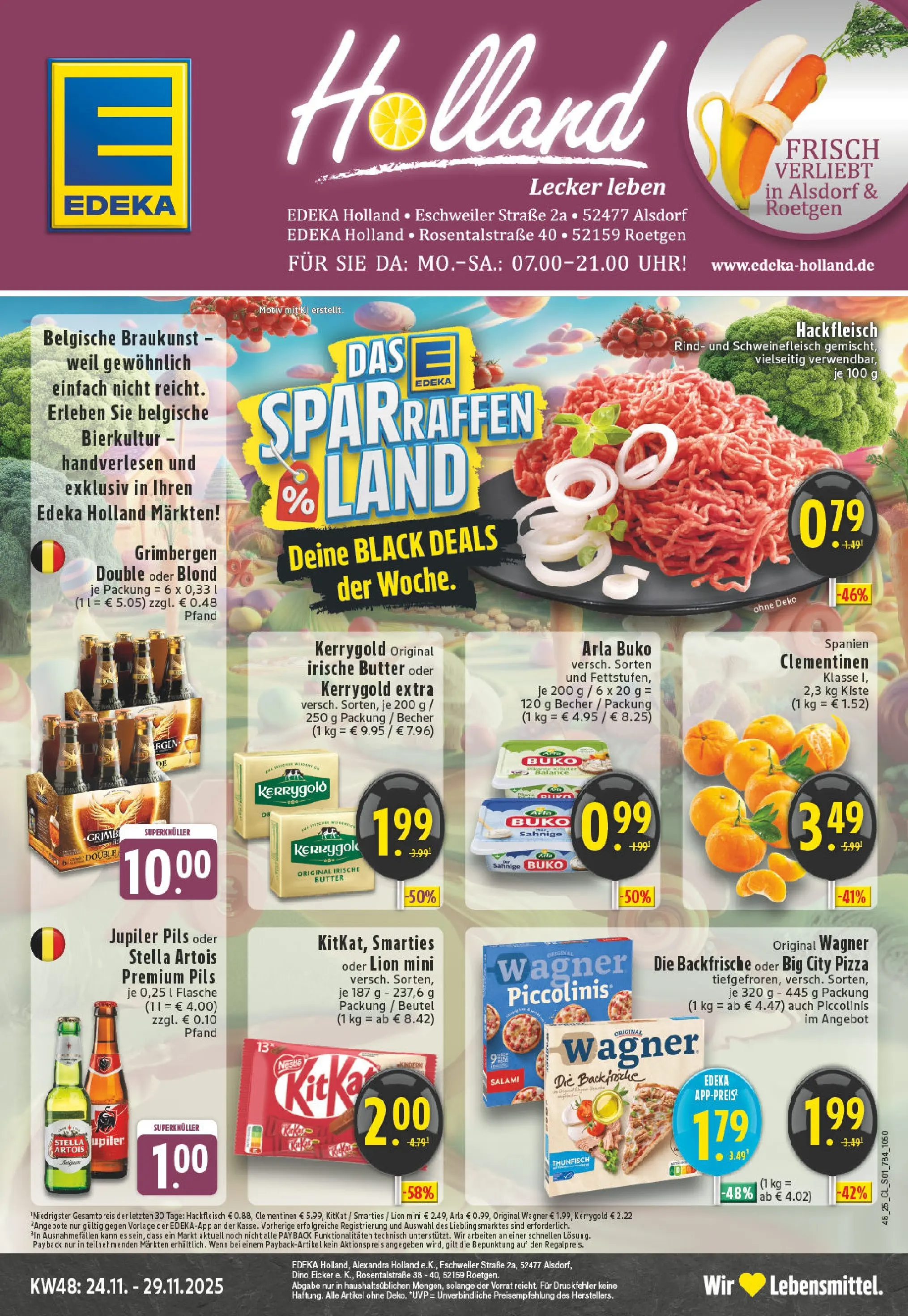 Edeka prospekt Roetgen	 (ab 23.11.2025) » Angebote Online | Seite: 1 | Produkte: Butter, Piccolinis, Pizza, Hackfleisch