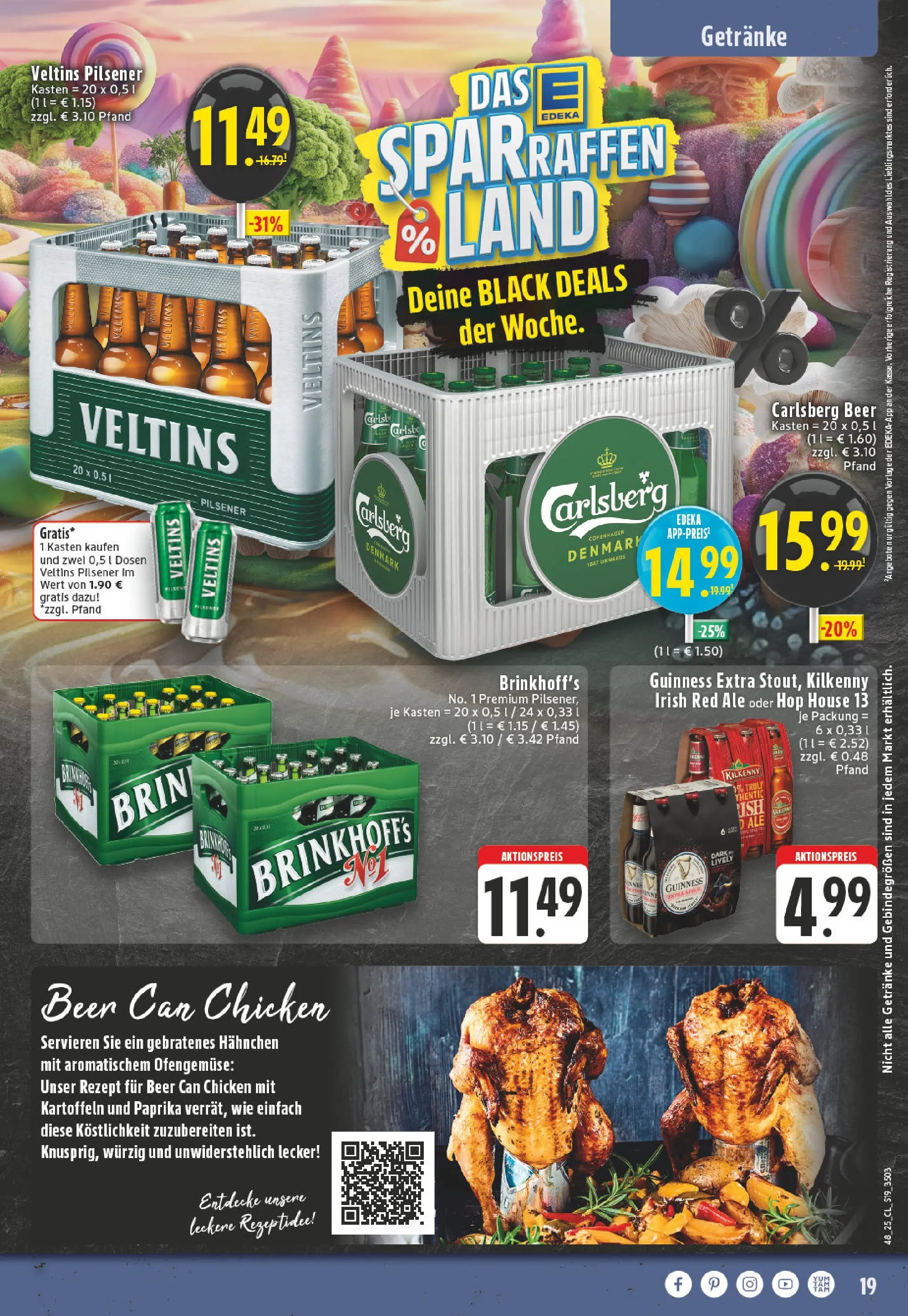Edeka prospekt Meerbusch	 (ab 23.11.2025) » Angebote Online | Seite: 19 | Produkte: Hahnchen, Carlsberg, Kartoffeln, Paprika