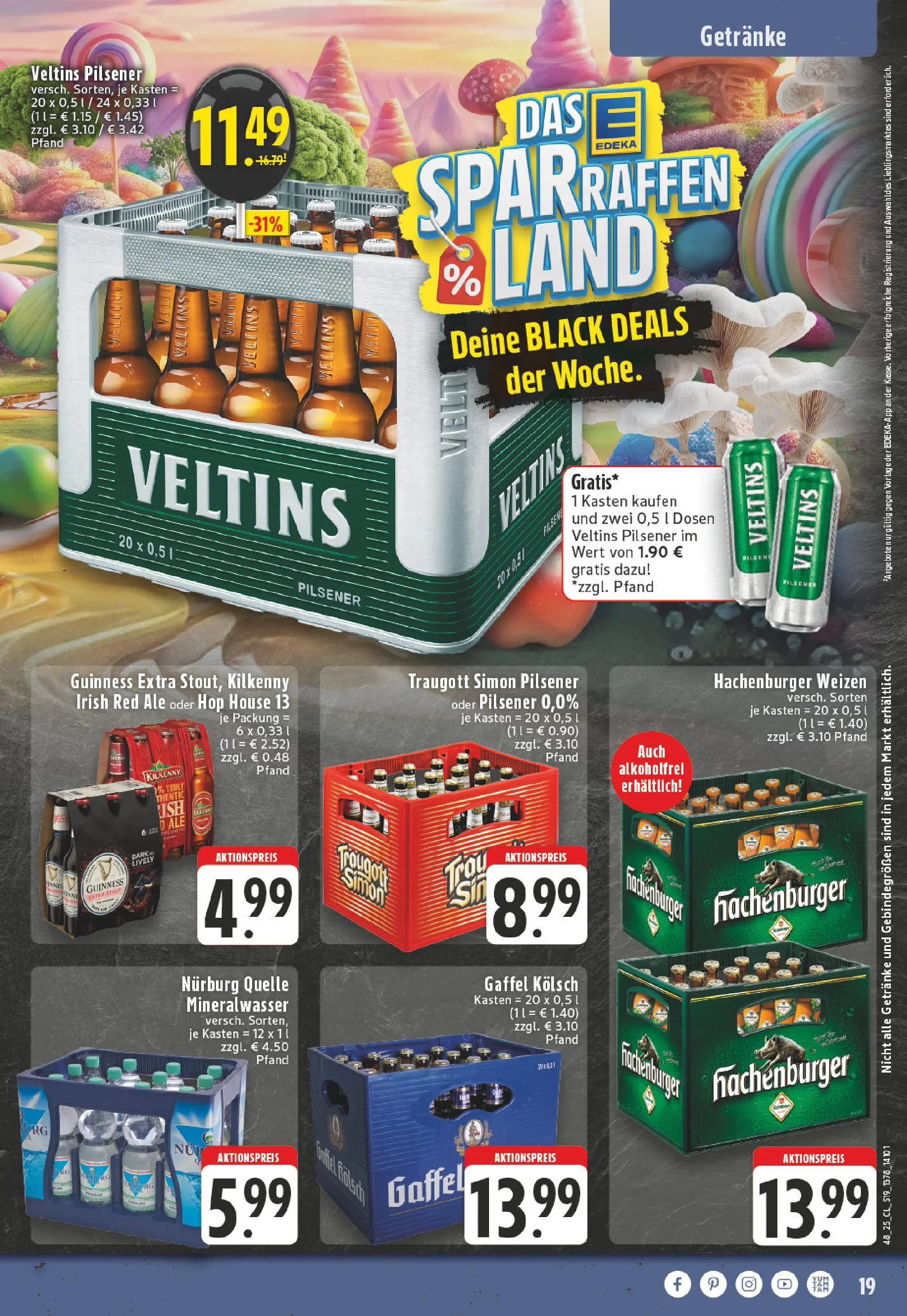 Edeka prospekt Ransbach-Baumbach	 (ab 23.11.2025) » Angebote Online | Seite: 19 | Produkte: Mineralwasser, Veltins