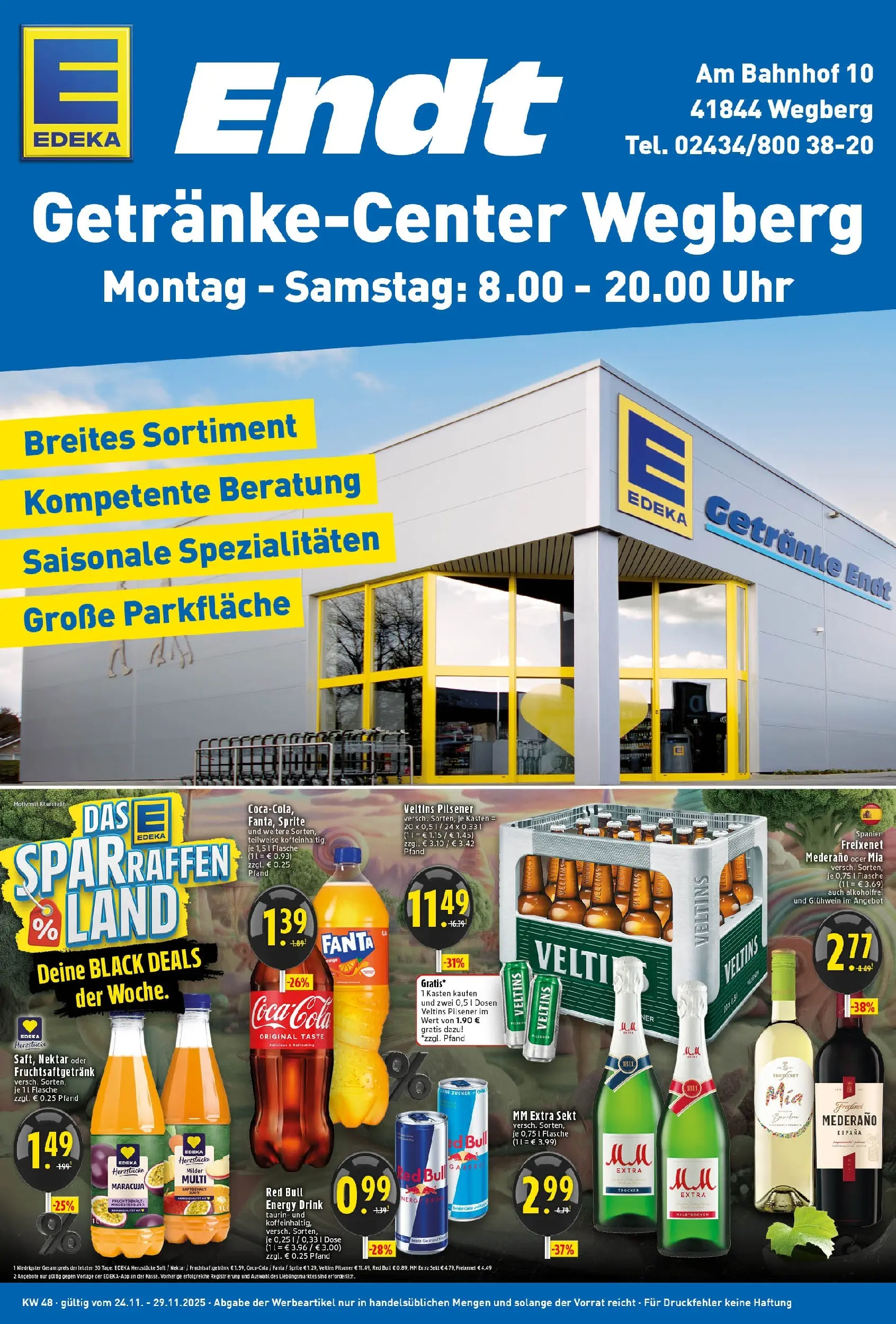 Edeka prospekt Wegberg	 (ab 23.11.2025) » Angebote Online | Seite: 1 | Produkte: Red bull, Fanta, Sekt, Freixenet mederano
