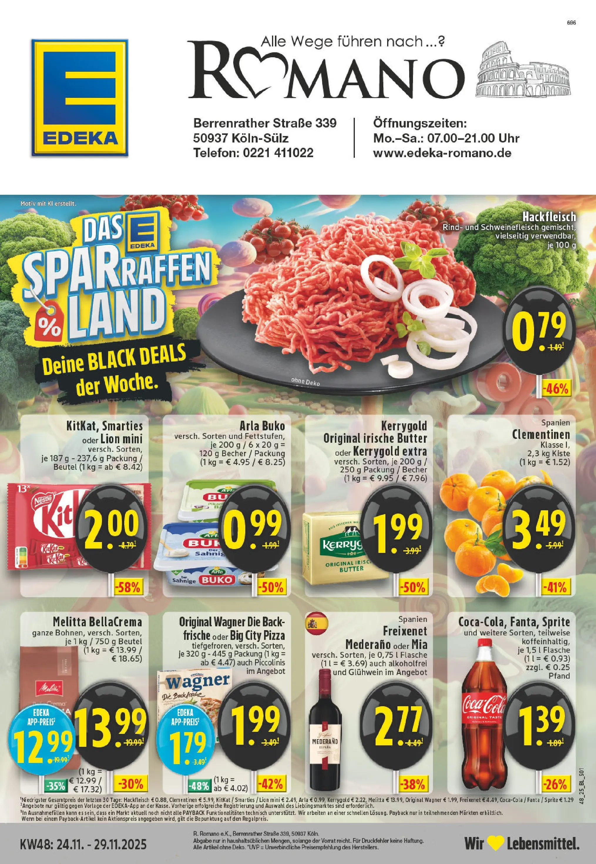 Edeka prospekt Köln-Sülz	 (ab 23.11.2025) » Angebote Online | Seite: 1 | Produkte: Sprite, Freixenet mederano, Piccolinis, Schweinefleisch