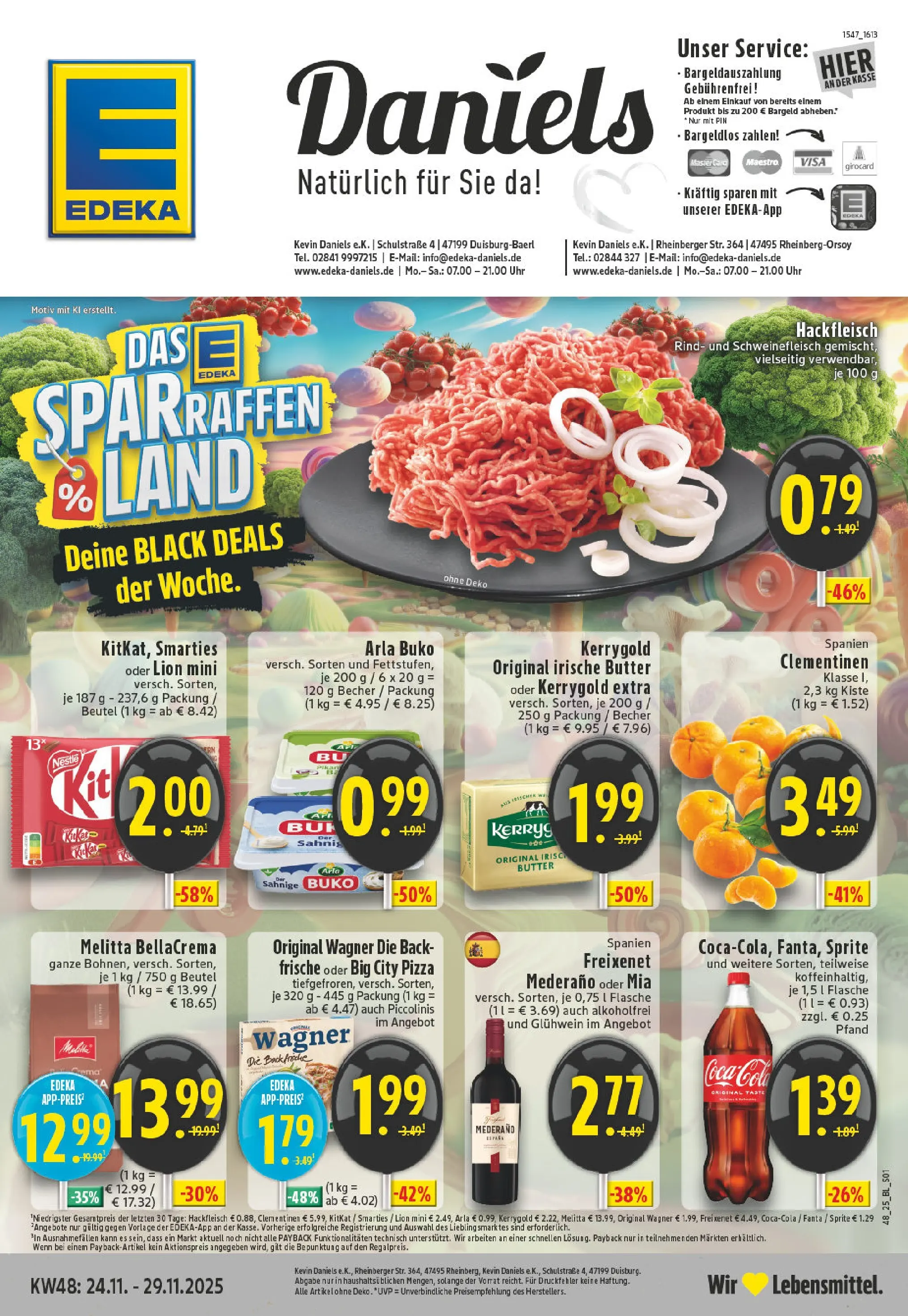Edeka prospekt Duisburg-Baerl	 (ab 23.11.2025) » Angebote Online | Seite: 1 | Produkte: Coca cola, Pizza, Uhr, Hackfleisch