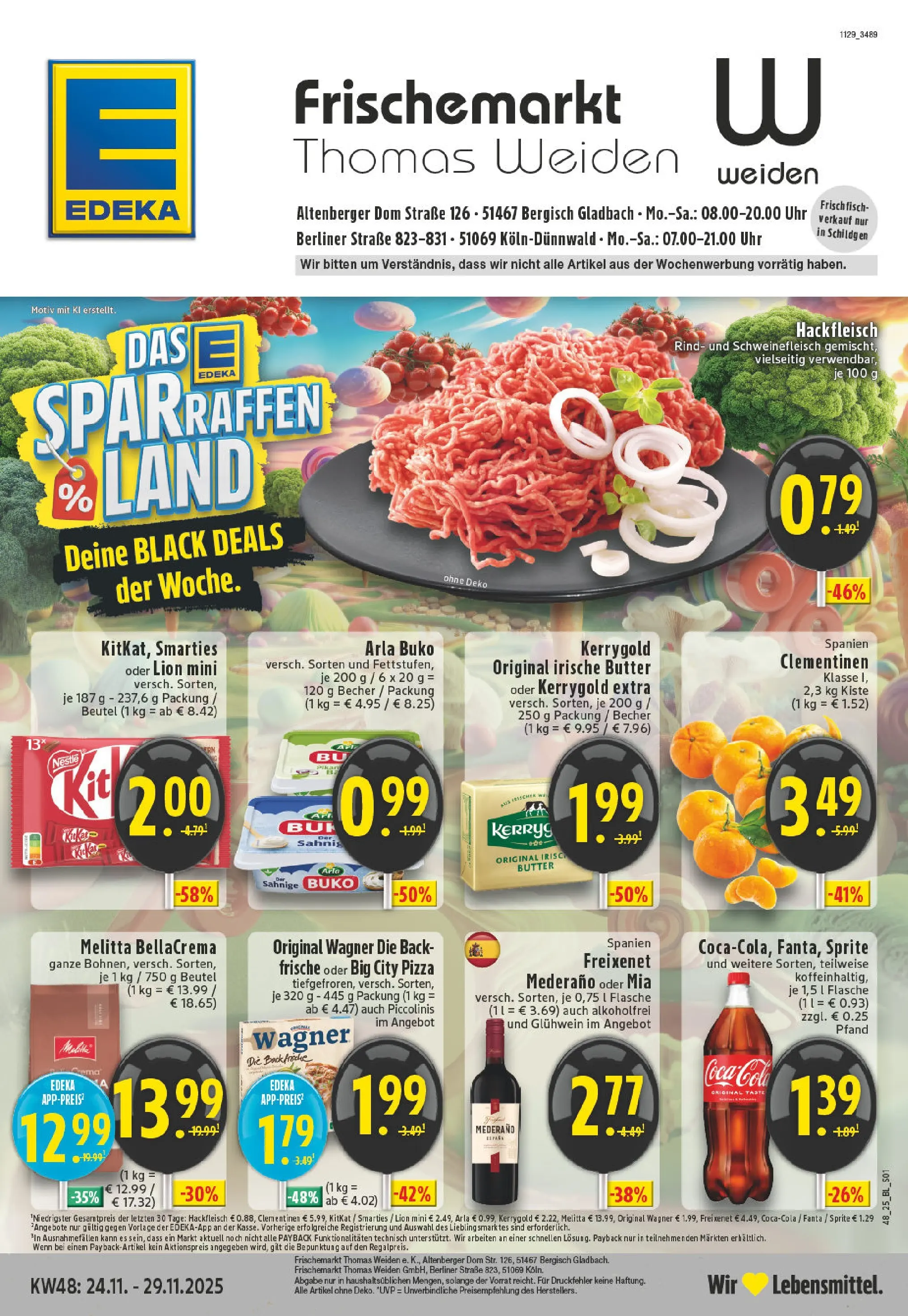 Edeka prospekt Bergisch Gladbach	 (ab 23.11.2025) » Angebote Online | Seite: 1 | Produkte: Butter, Freixenet, Freixenet mederano, Pizza