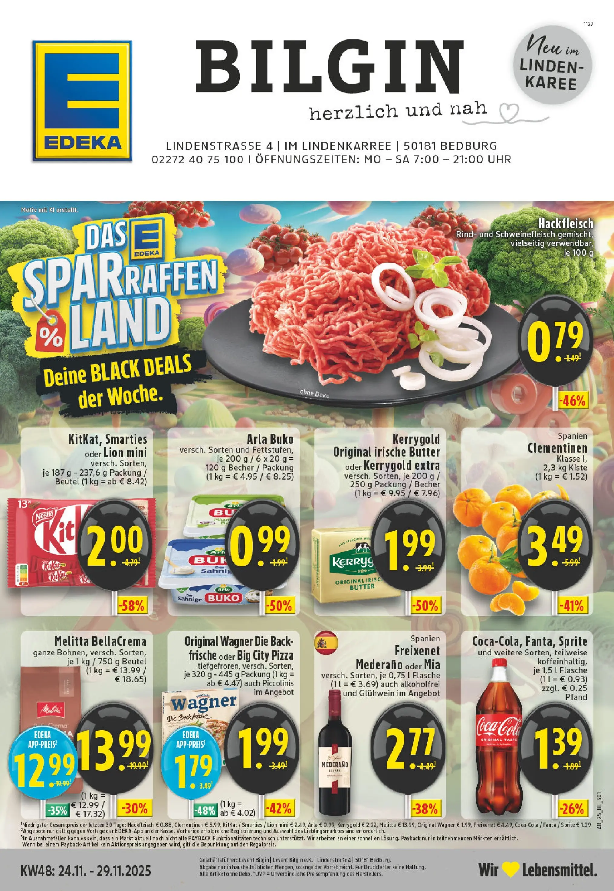 Edeka prospekt Bedburg	 (ab 23.11.2025) » Angebote Online | Seite: 1 | Produkte: Cola, Freixenet mederano, Arla buko, Piccolinis