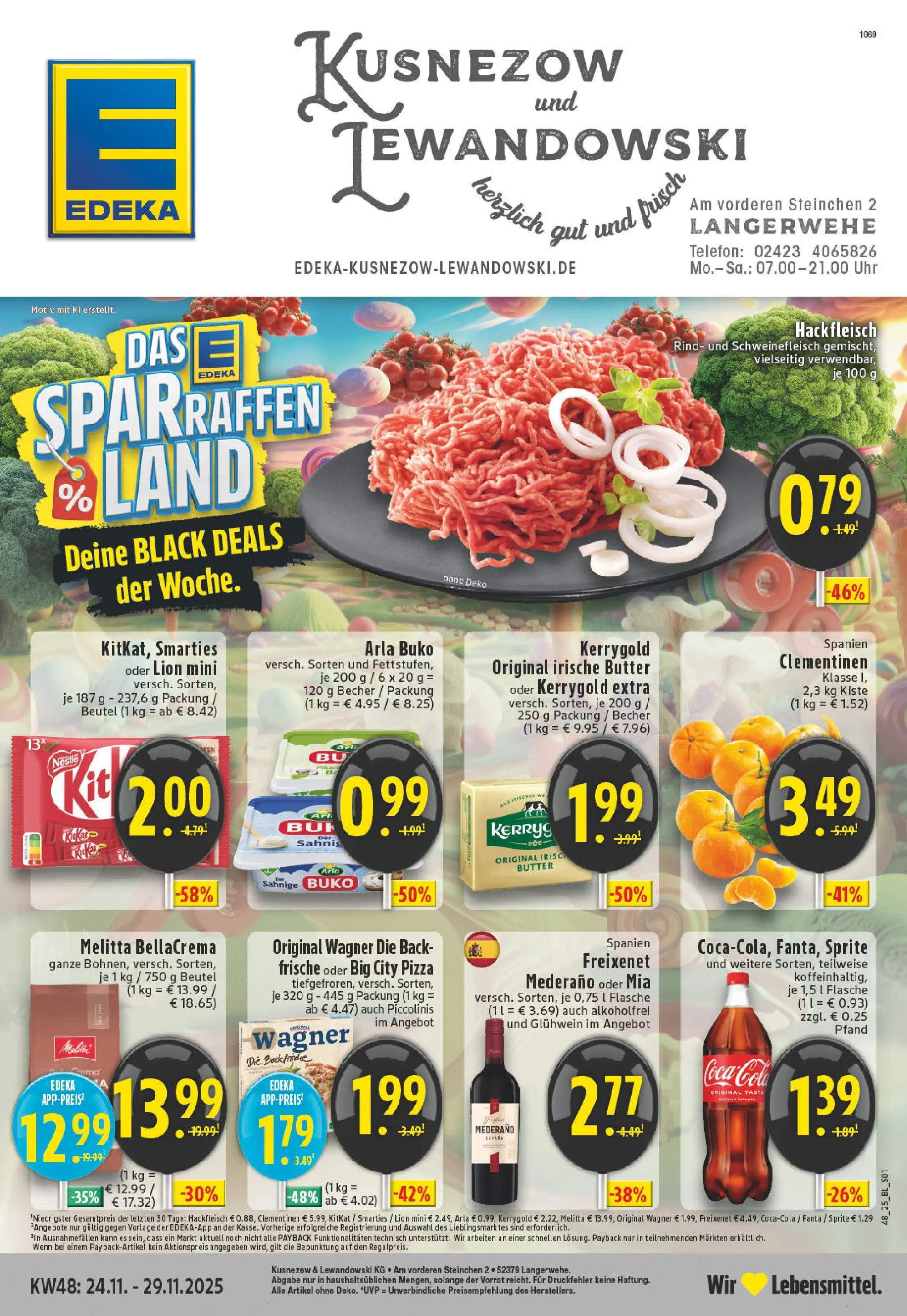 Edeka prospekt Langerwehe	 (ab 23.11.2025) » Angebote Online | Seite: 1 | Produkte: Fanta, Schweinefleisch, Telefon, Uhr