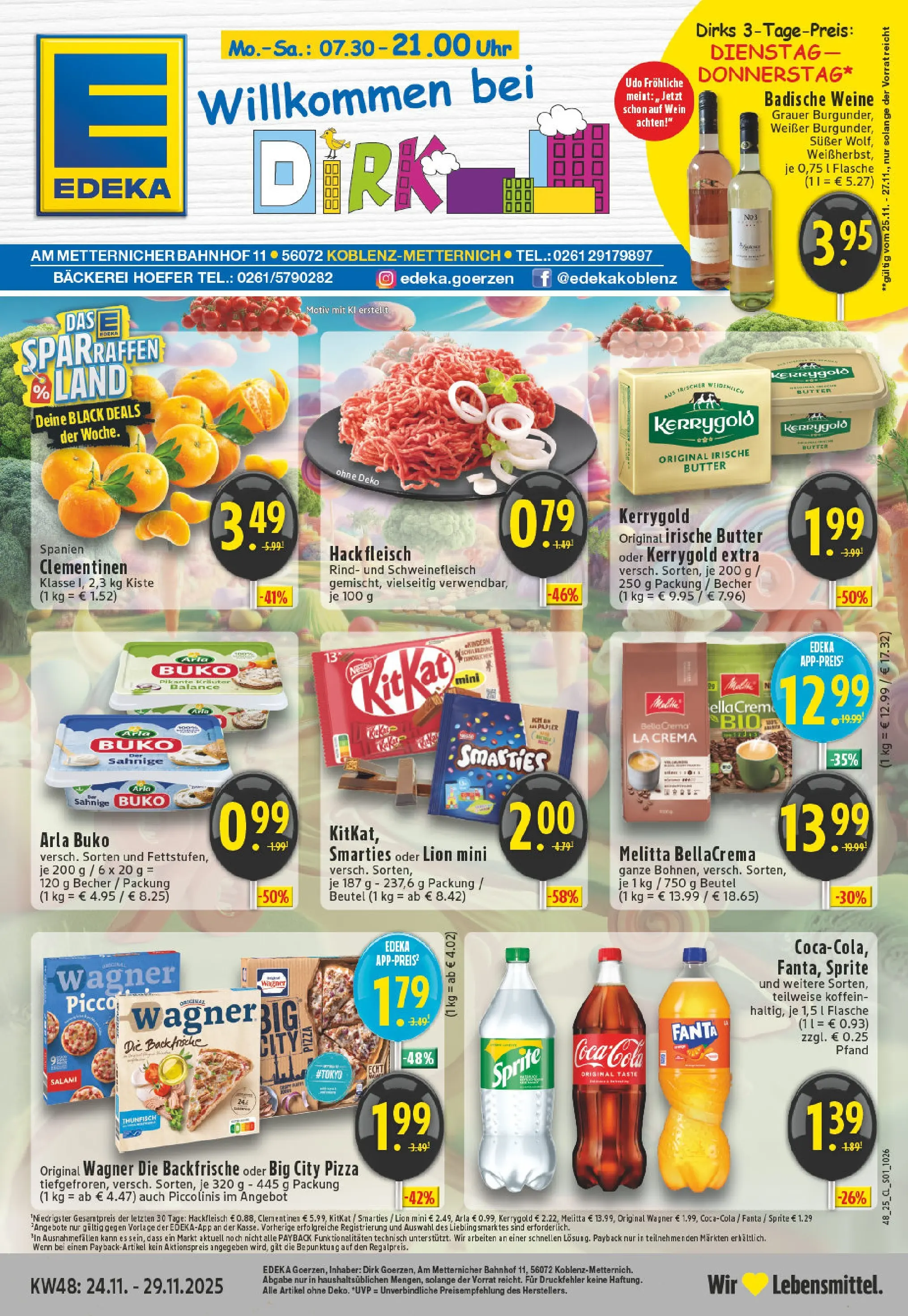 Edeka prospekt Koblenz	 (ab 23.11.2025) » Angebote Online | Seite: 1 | Produkte: Melitta, Smarties, Piccolinis, Salami