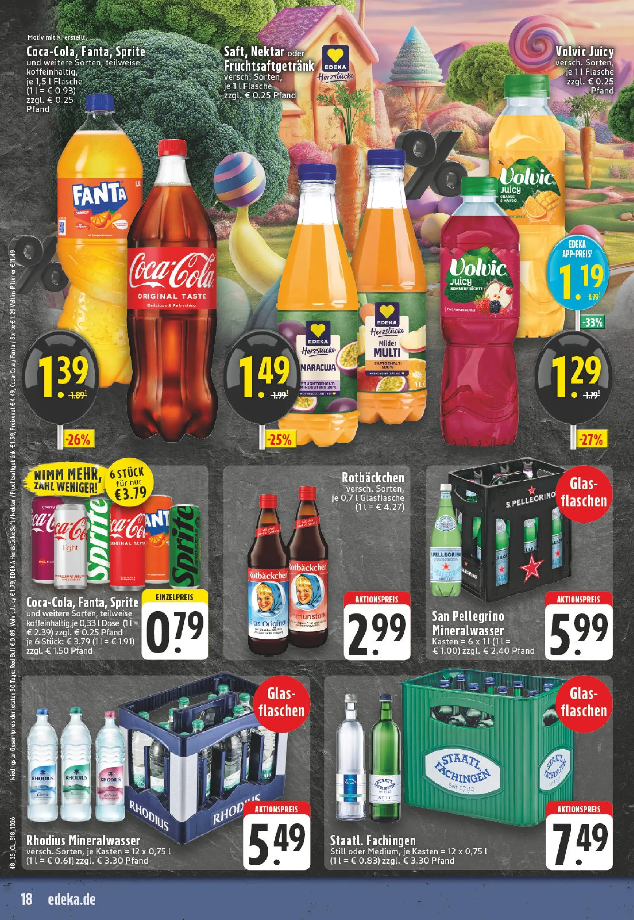 Edeka prospekt Koblenz	 (ab 23.11.2025) » Angebote Online | Seite: 18 | Produkte: Cola, Freixenet, Saft, Volvic