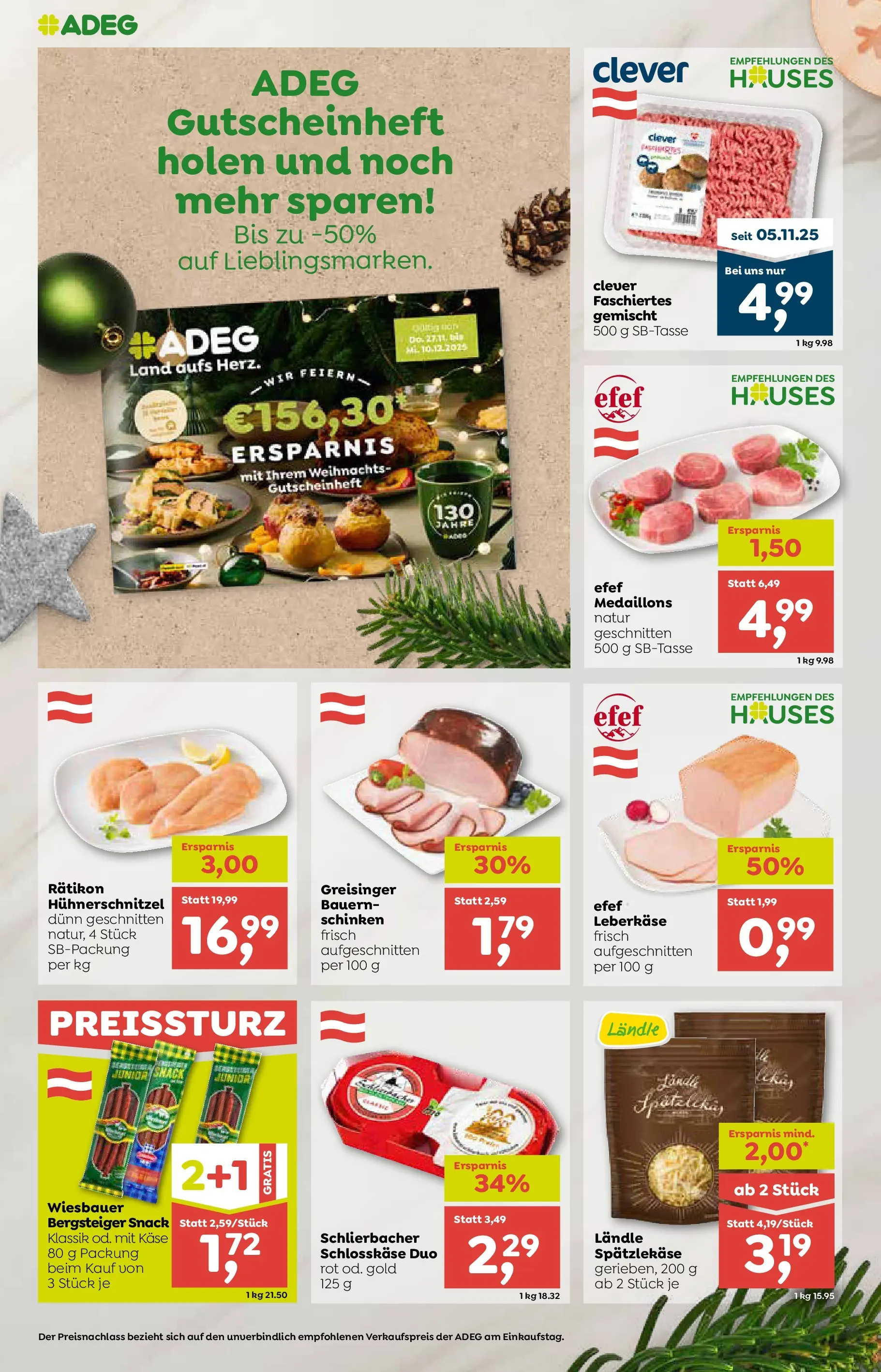 ADEG Sonntag von 27.11.2025 - Aktuelle Angebote | Seite: 2 | Produkte: Käse, Schinken