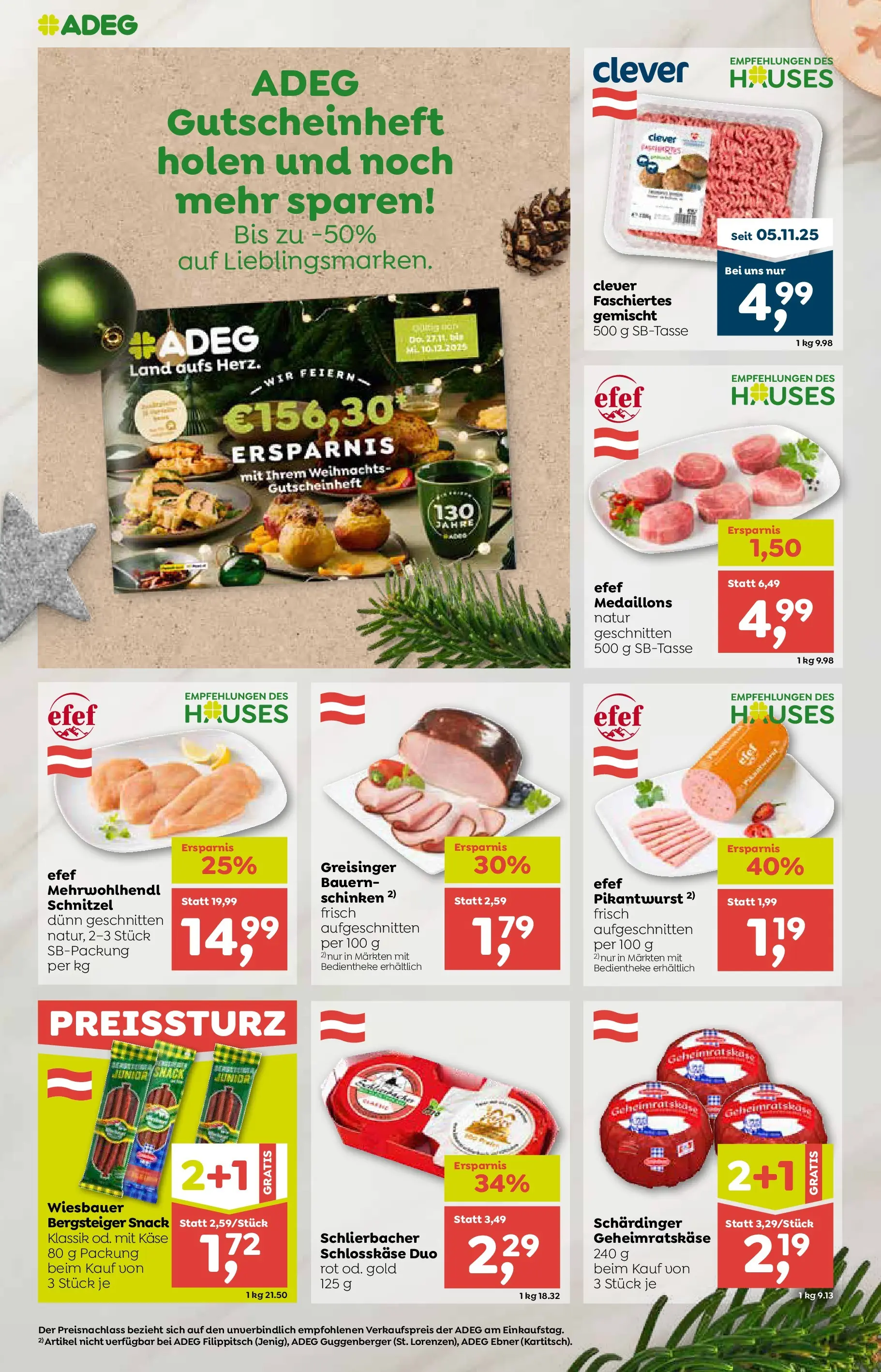 ADEG Hollersbach von 27.11.2025 - Aktuelle Angebote | Seite: 2 | Produkte: Käse, Schinken