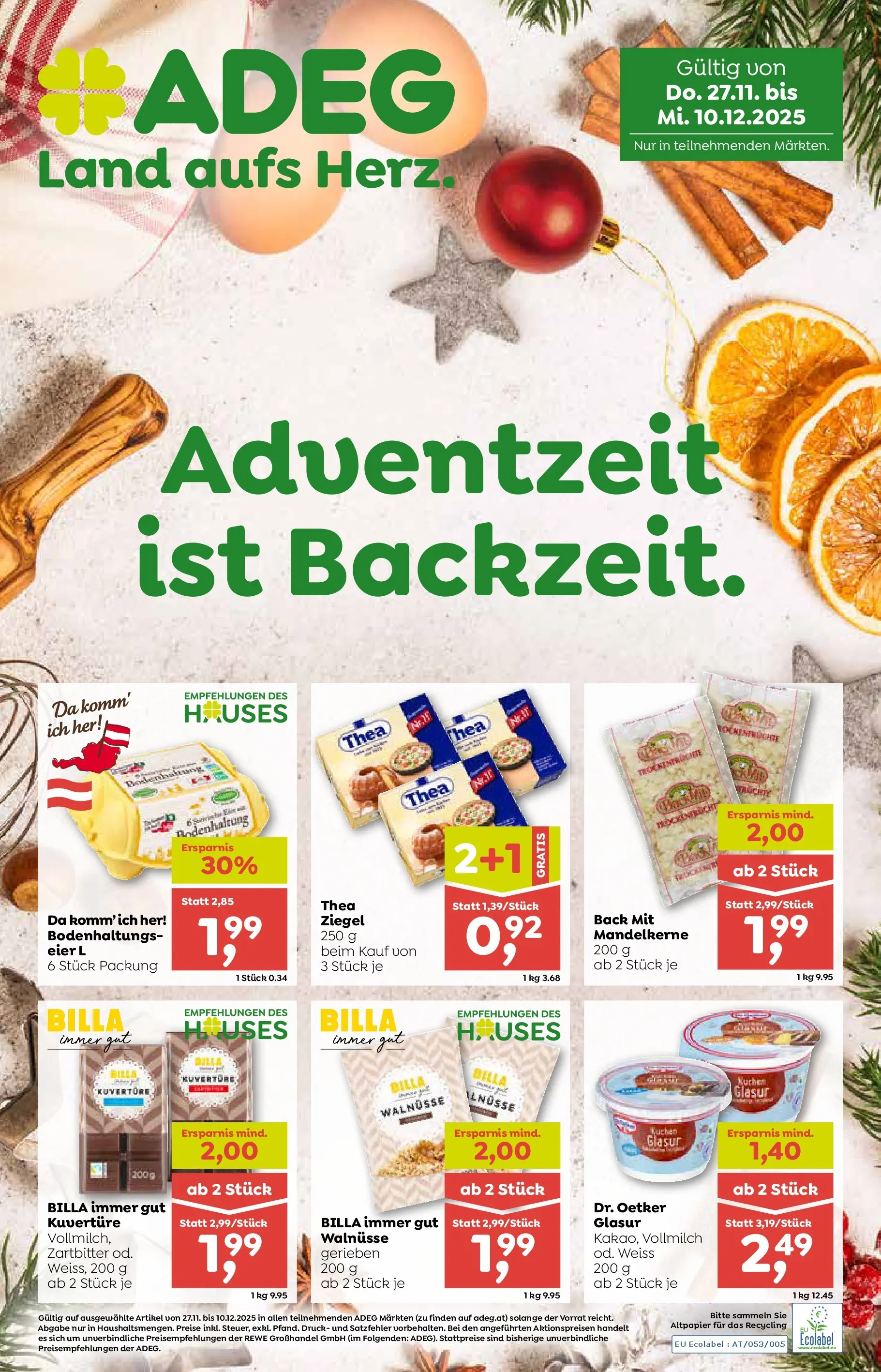ADEG - ADEG: Backen von 26.11.2025 - Aktuelle Angebote | Seite: 1 | Produkte: Eier