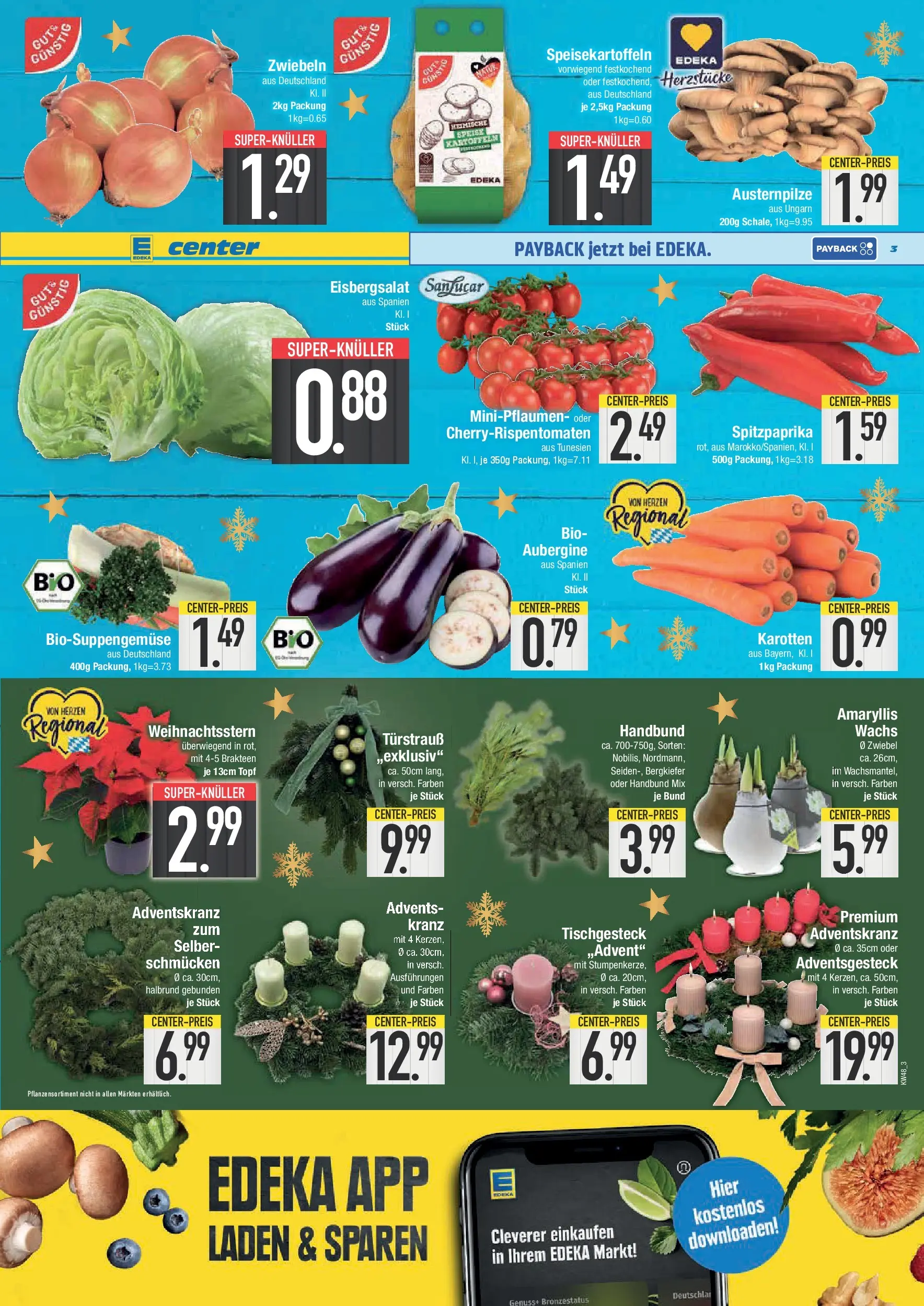 Edeka prospekt Neustadt	 (ab 23.11.2025) » Angebote Online | Seite: 3 | Produkte: Eisbergsalat, Kartoffeln, Zwiebeln, Aubergine