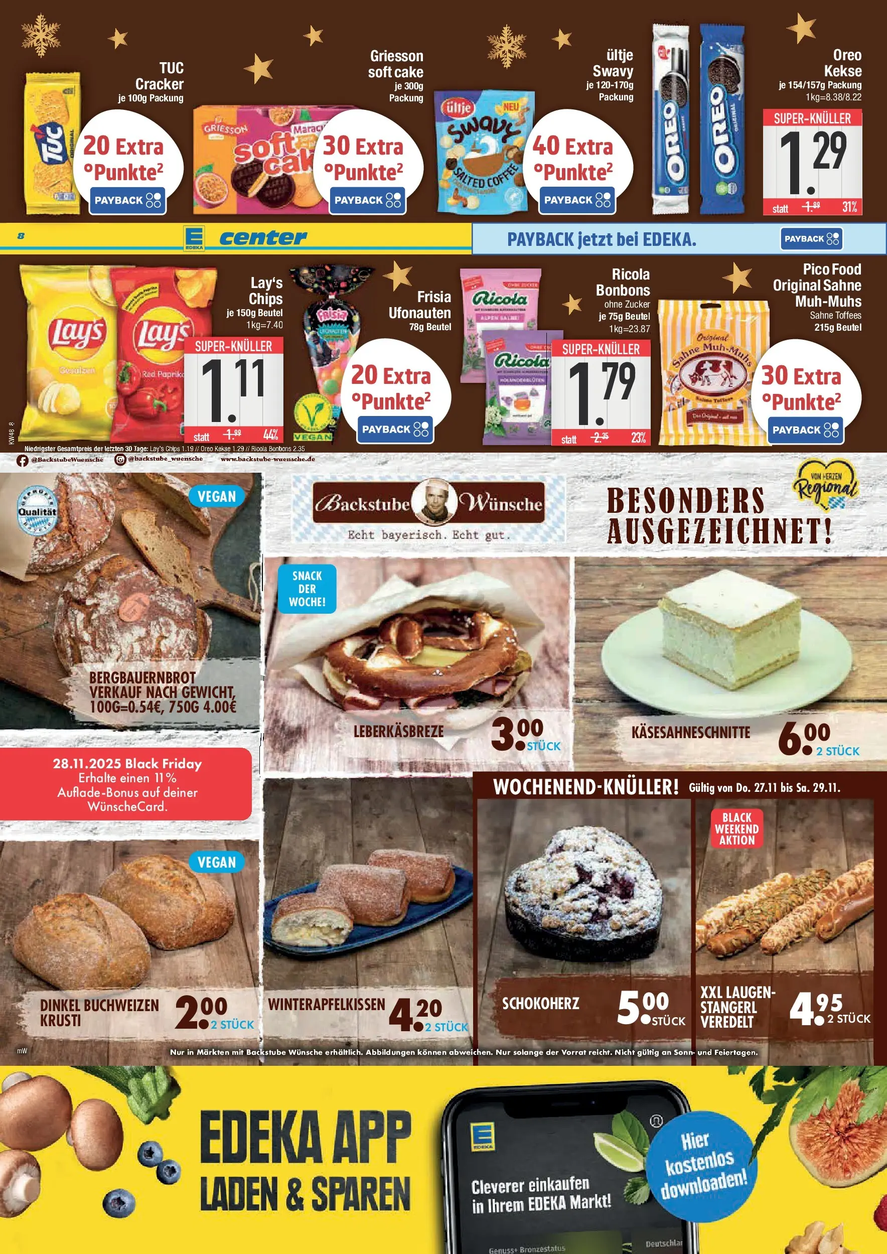 Edeka prospekt Neustadt	 (ab 23.11.2025) » Angebote Online | Seite: 8 | Produkte: Zucker, Chips, Sahne, Kekse