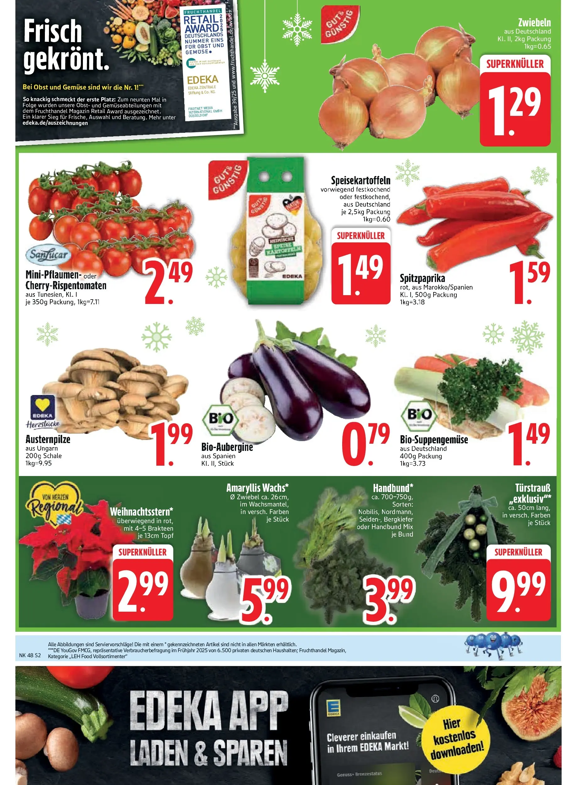Edeka prospekt Vohburg	 (ab 23.11.2025) » Angebote Online | Seite: 4 | Produkte: Zwiebeln, Gemüse, Obst