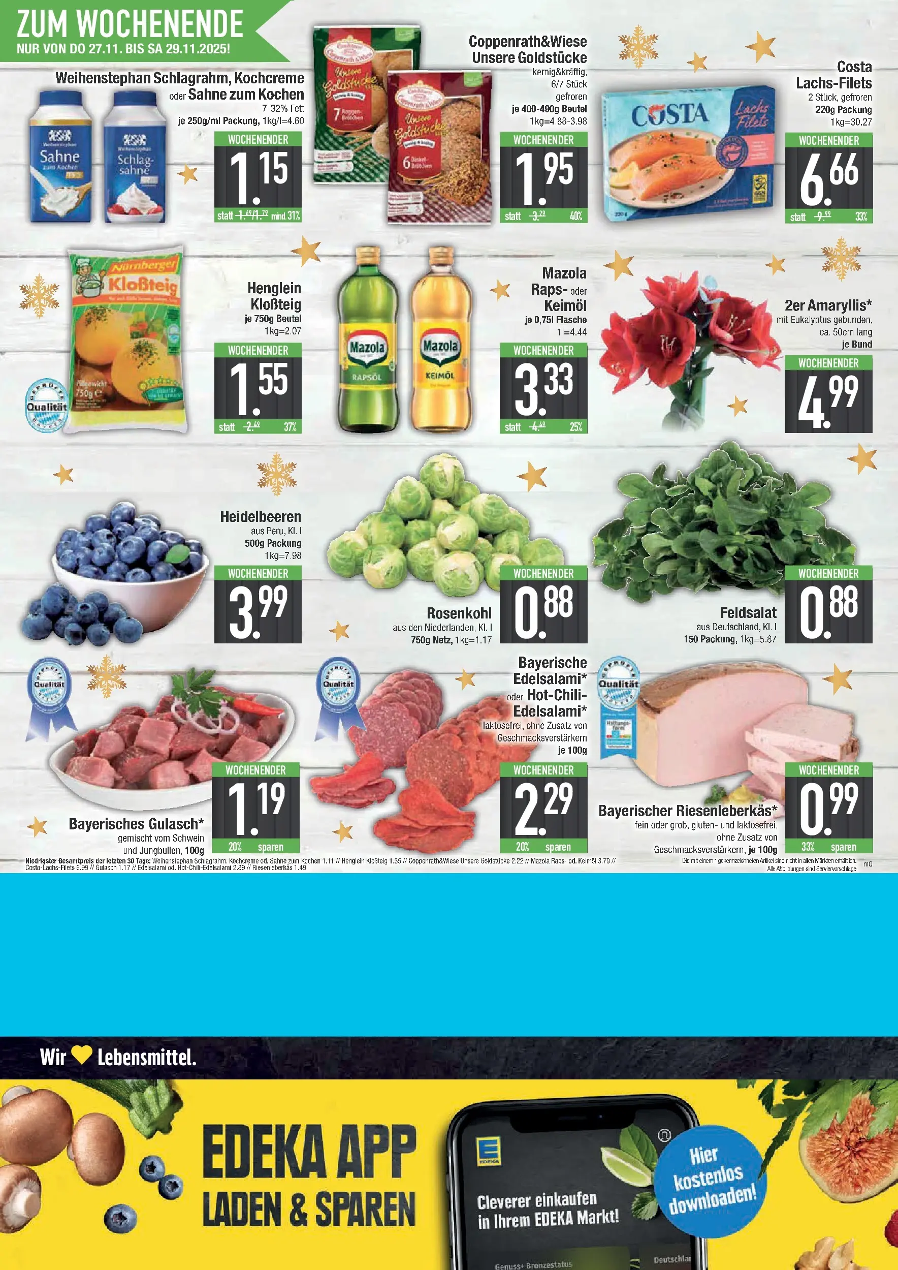 Edeka prospekt Neustadt	 (ab 23.11.2025) » Angebote Online | Seite: 20 | Produkte: Heidelbeeren, Lachs, Salami, Sahne