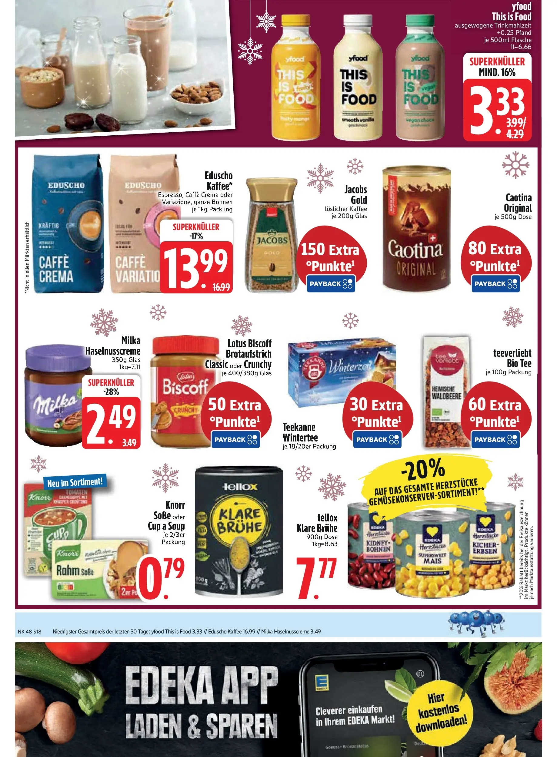 Edeka prospekt Vohburg	 (ab 23.11.2025) » Angebote Online | Seite: 20 | Produkte: Kaffee, Knorr, YFood, Teekanne