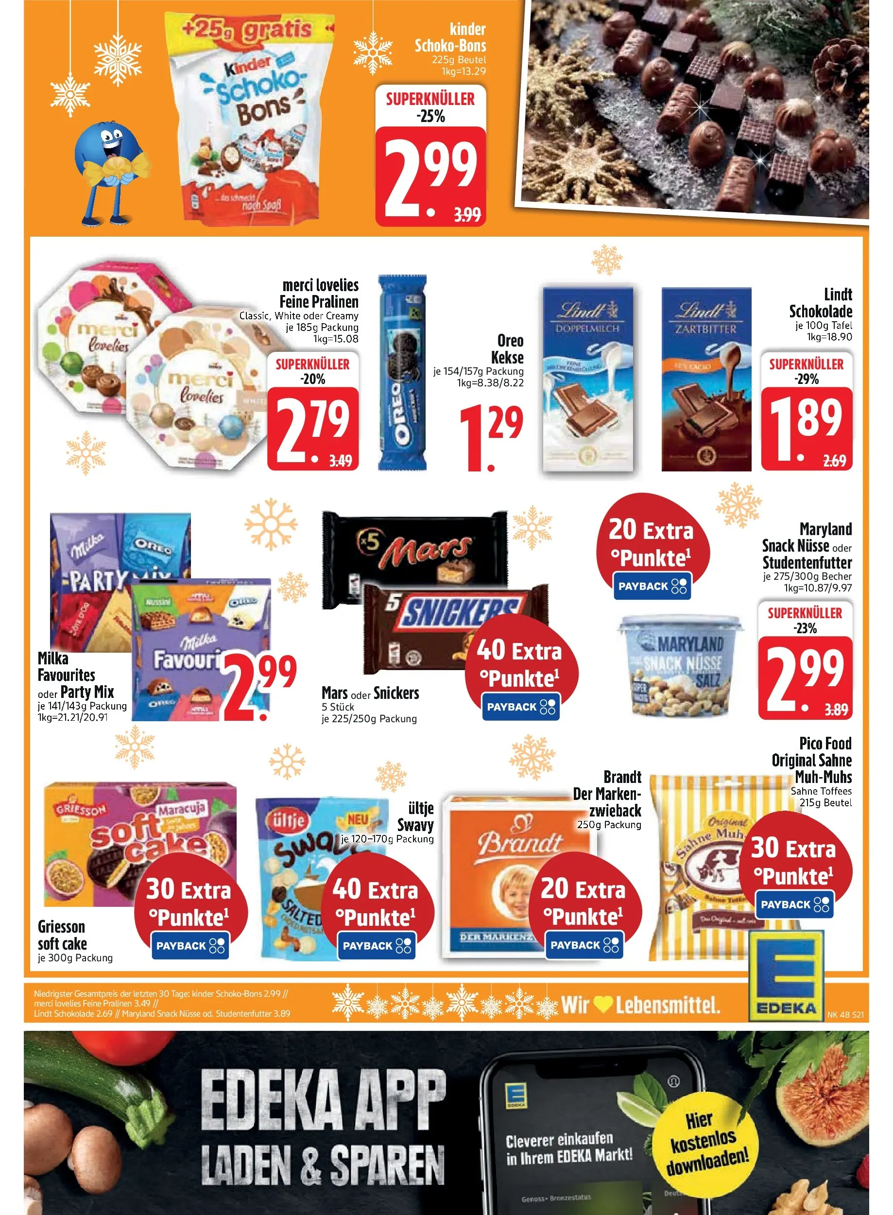 Edeka prospekt Vohburg	 (ab 23.11.2025) » Angebote Online | Seite: 23 | Produkte: Schokolade, Snickers, Lindt, Nüsse