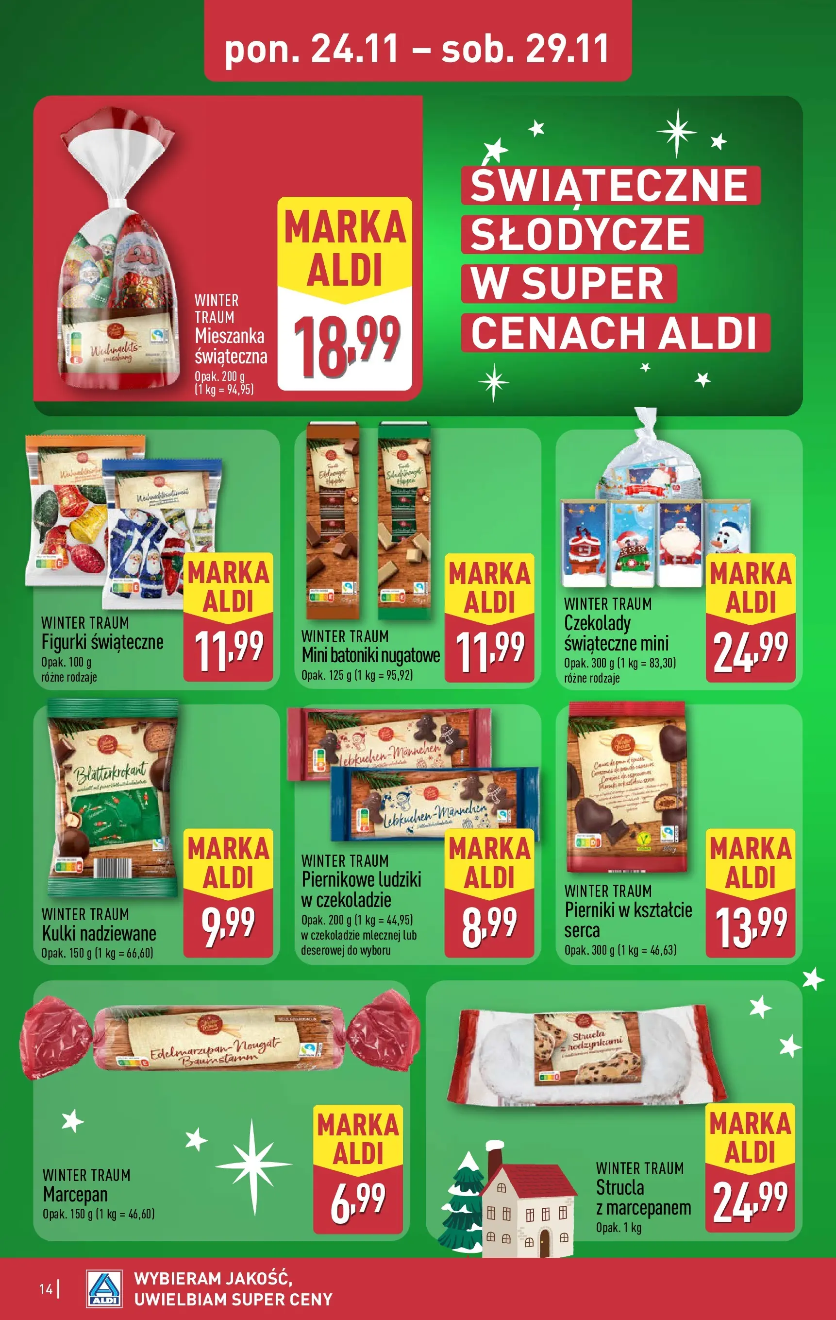 Aldi - Tydzień mega oszczędności w ALDI od 22.11.2025 - Ulotka PDF, promocje | Strona: 14 | Produkty: Czekolady, Słodycze, Pierniki, Figurki