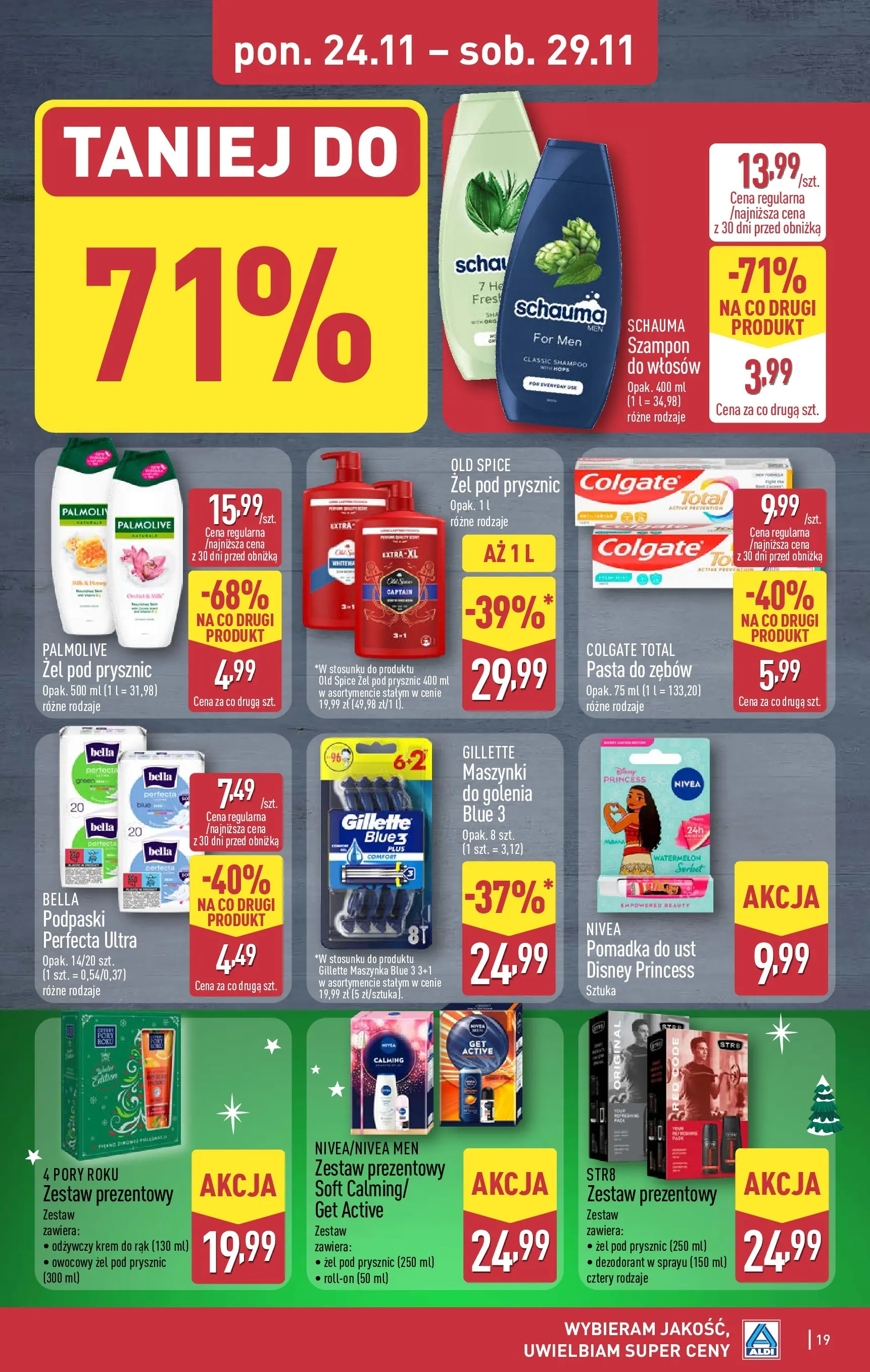 Aldi - Tydzień mega oszczędności w ALDI od 22.11.2025 - Ulotka PDF, promocje | Strona: 19 | Produkty: Krem, Pasta do zębów, Old spice, Pomadka do ust