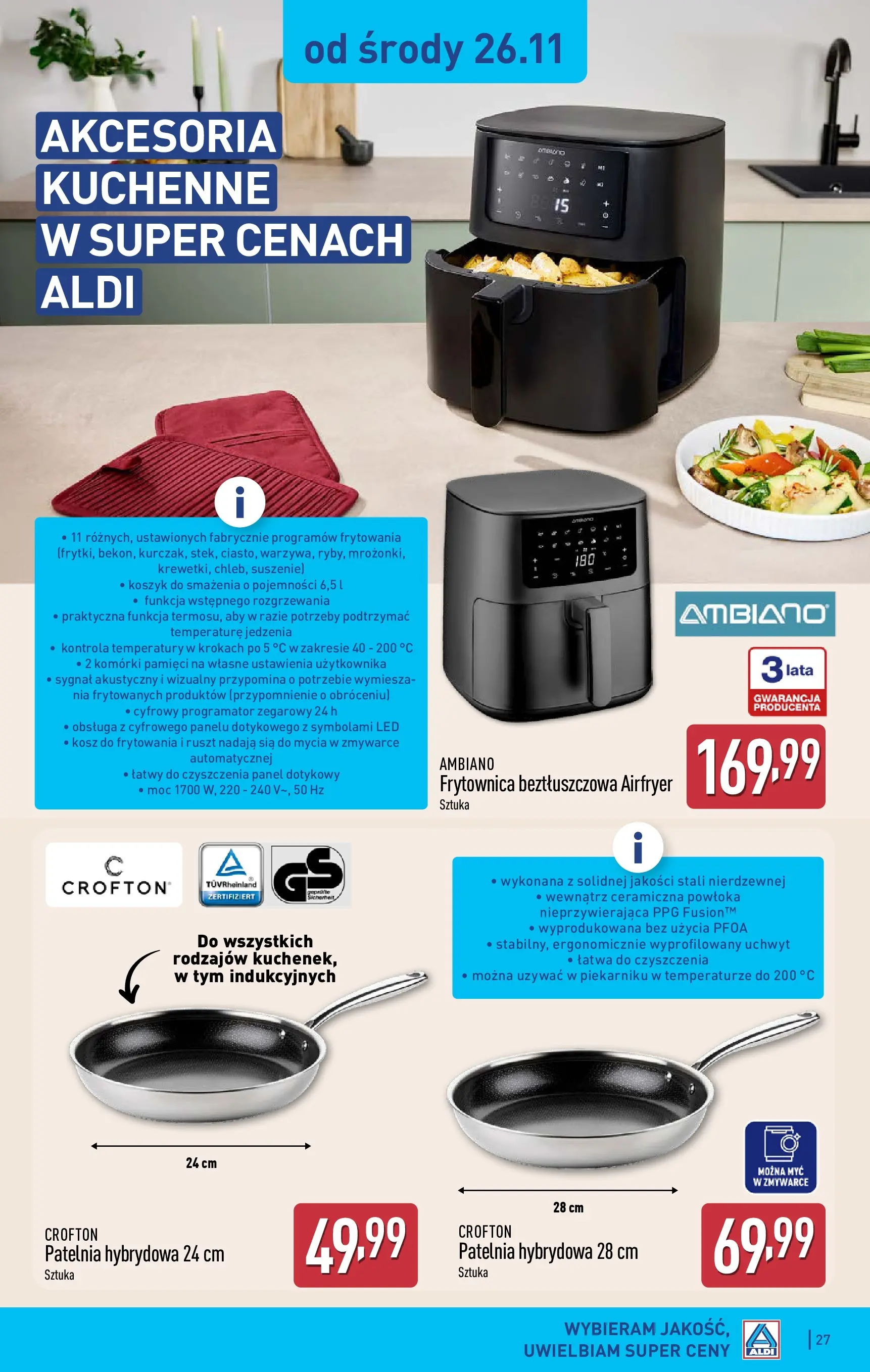 Aldi - Tydzień mega oszczędności w ALDI od 22.11.2025 - Ulotka PDF, promocje | Strona: 27 | Produkty: Ruszt, Kosz, Patelnia
