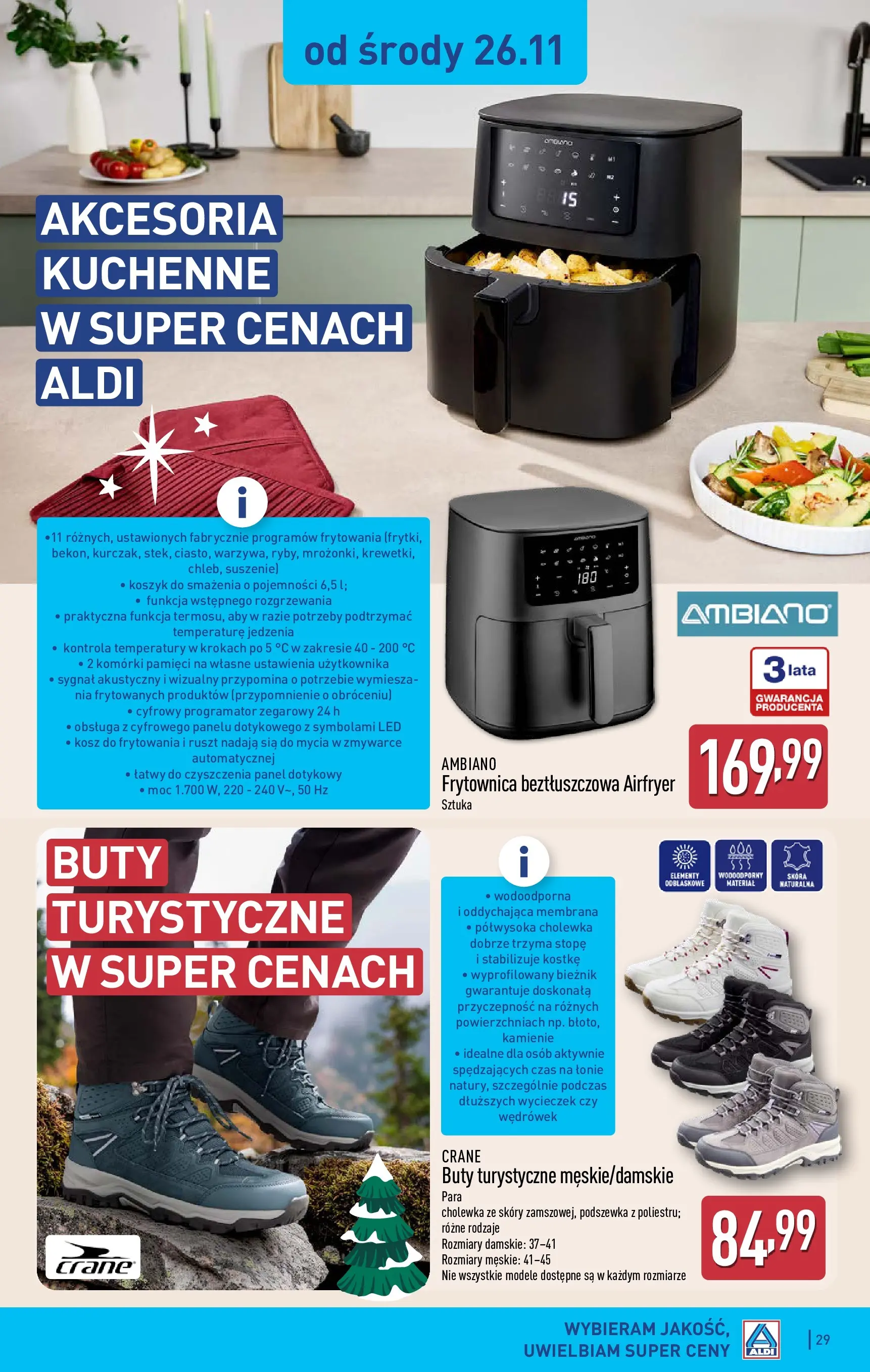 Aldi - Tydzień mega oszczędności w ALDI od 22.11.2025 - Ulotka PDF, promocje | Strona: 29 | Produkty: Buty, Ruszt, Kosz